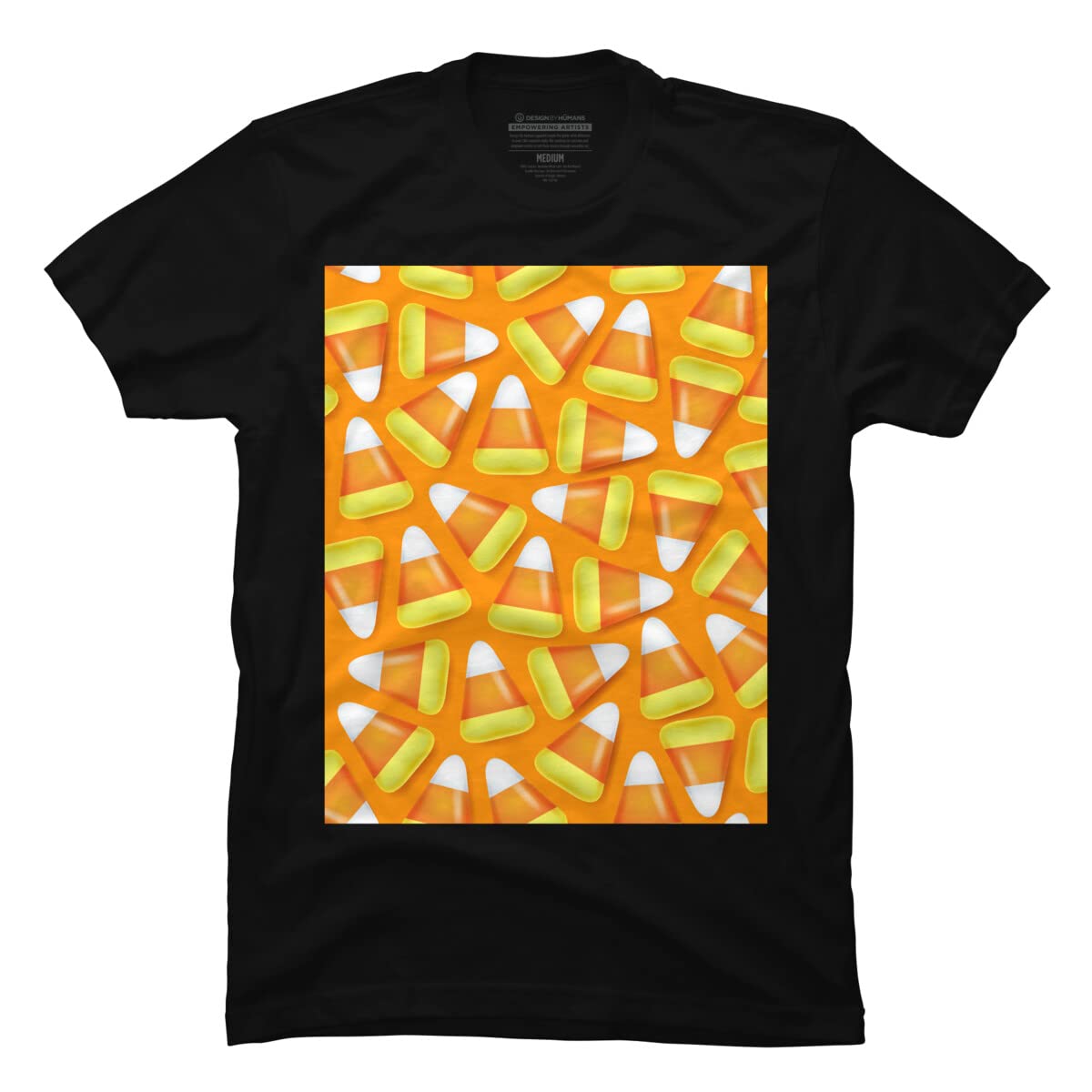 Design By Humans Men's Halloween Candy Corn Graphic T-Shirt | Funny Costume & Party Outfit | NewburyBoutique Cotton Tee for Trick or Treat, Cosplay & Halloween Festivals