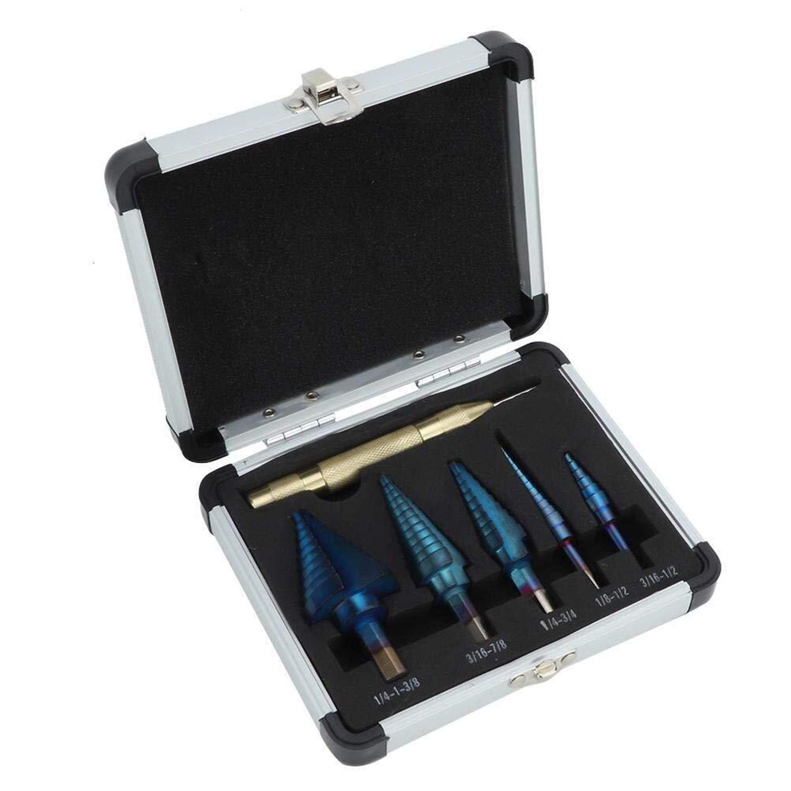 Blue Coated Step Drill Bit 5pcs Set for Sheet Metal & DIY Projects