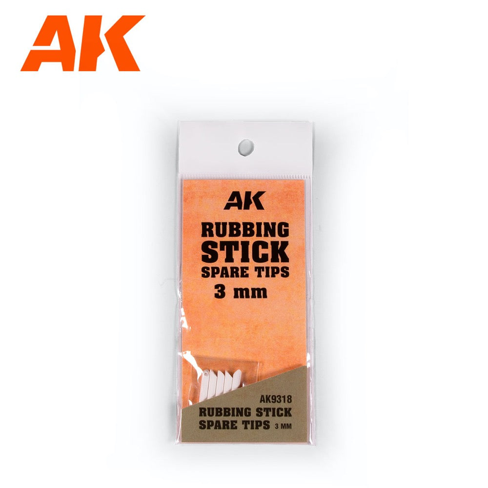 AK Interactive 9318 Rubbing Stick Spare Tips 3mm - Replacement Tips for Model Painting & Miniature Detailing - Perfect for Hobbyists, Warhammer & Scale Model Builders