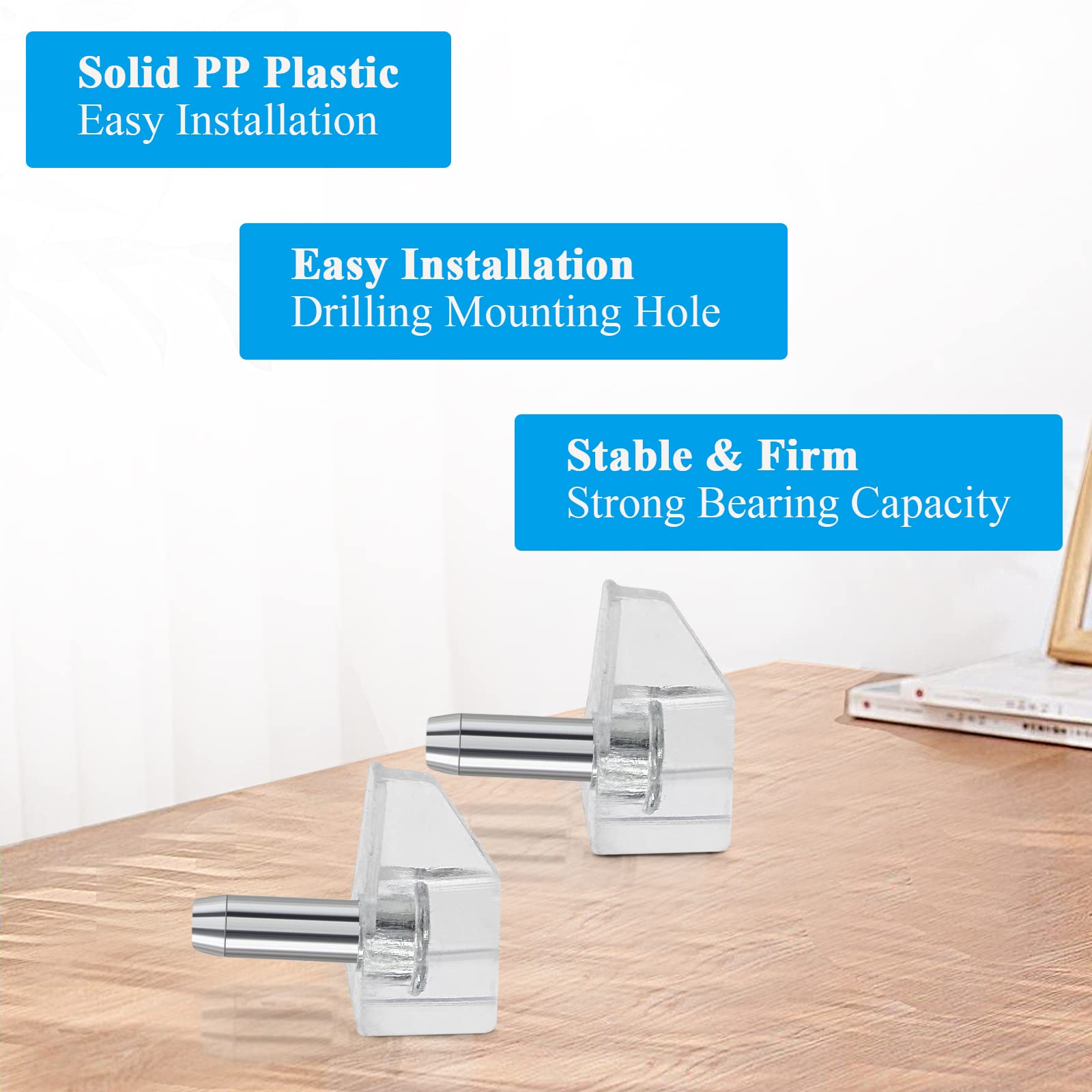 30pcs 1/8 Inch (3mm) Clear Plastic Shelf Support Pegs - Cabinet Shelf Pins, Furniture Shelf Supports for Closet, Kitchen & Bookshelves - Easy Installation & Space Saving Organizer