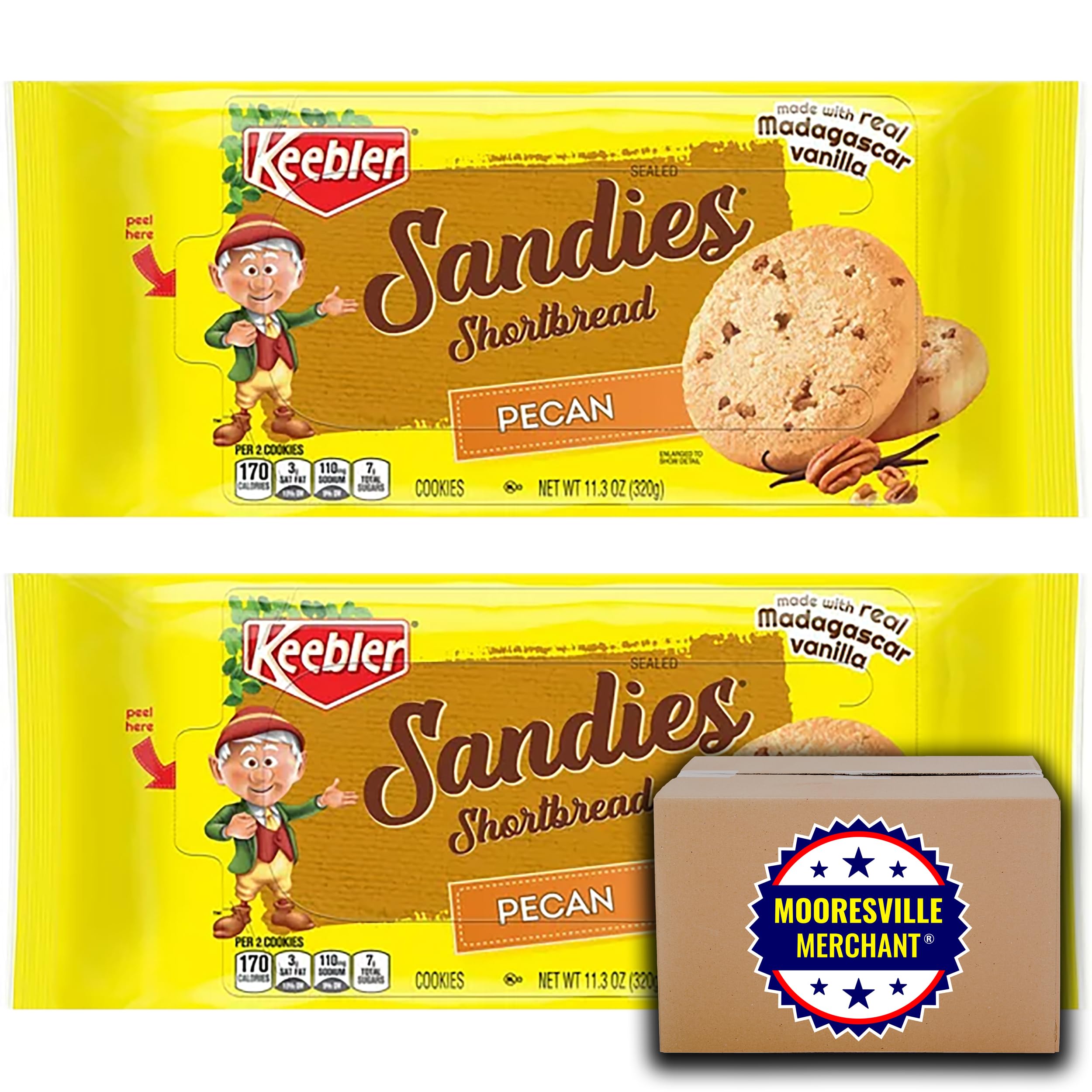 Delicious Pecan Shortbread Cookies - 11.3 oz (2 Pack) | Premium Quality Butter Cookies | Perfect for Gifts, Parties & Holiday Baking | Includes Free Mooresville Merchant Decal