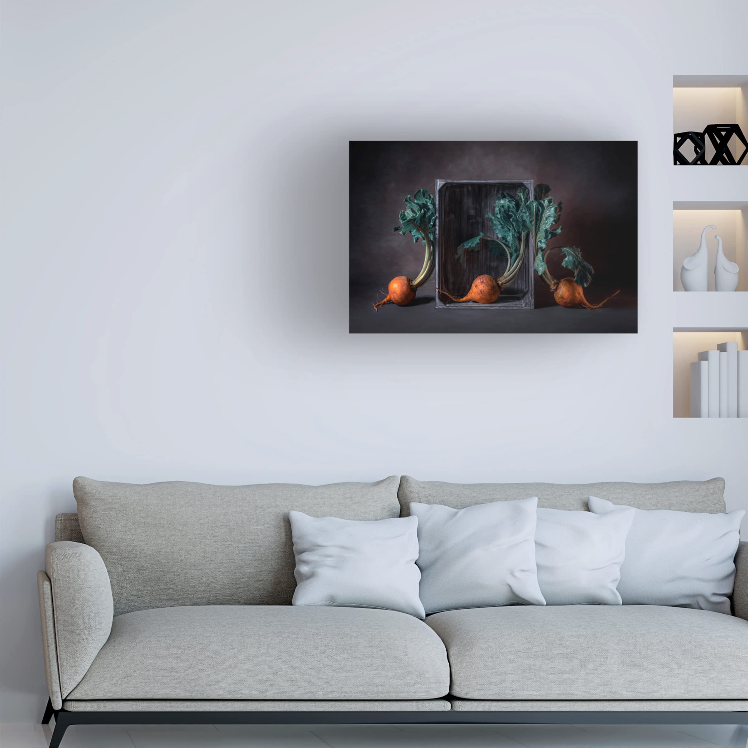 Trademark Fine Art 'Three Beets' Canvas Wall Art by Lydia Jacobs - Modern Botanical Painting for Living Room, Bedroom & Office Decor