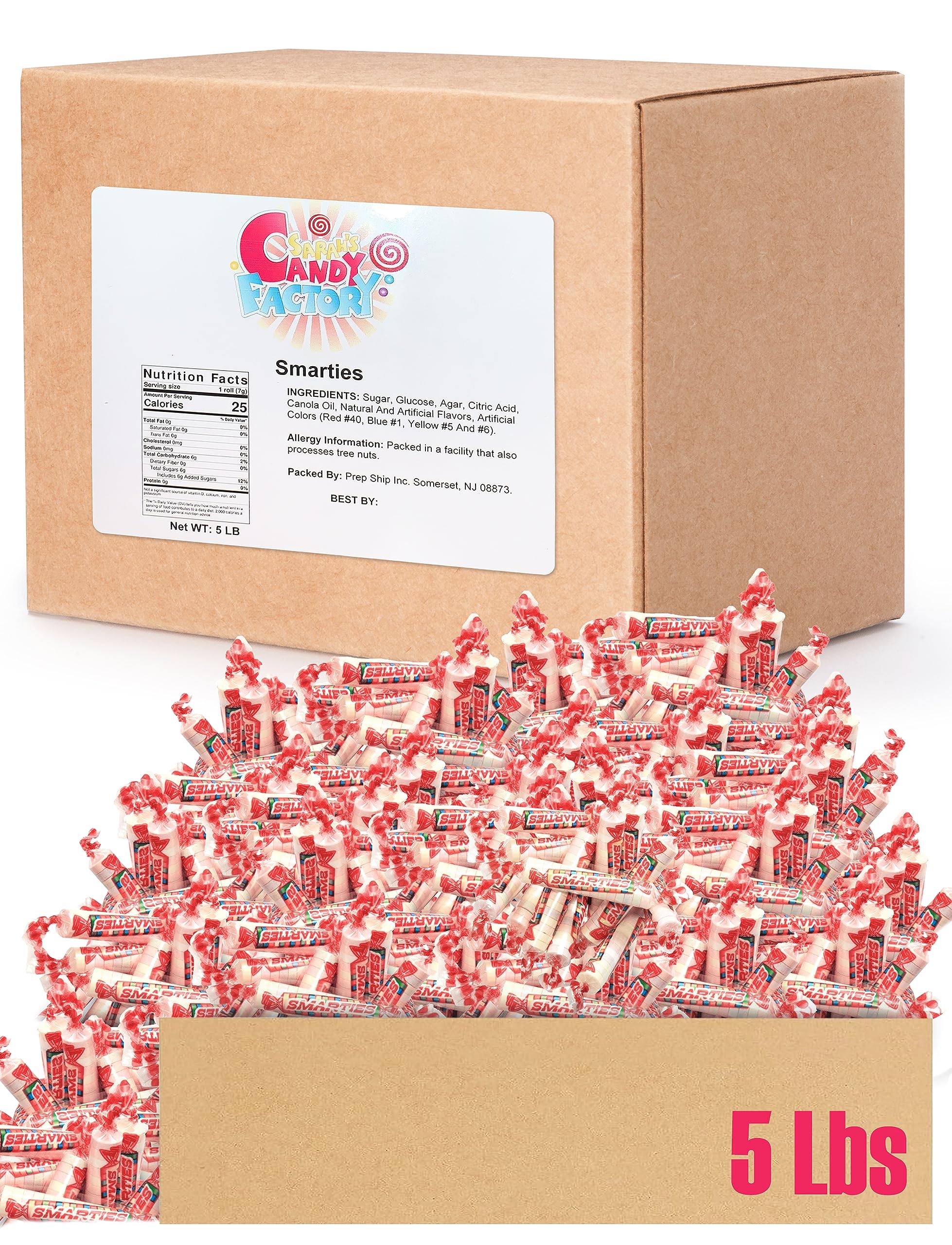 Smarties Candy Rolls Bulk 5 Lbs - Family Size Hard Candy Box by Sarah's Candy Factory | Perfect for Parties, Halloween Treats & Office Snacks