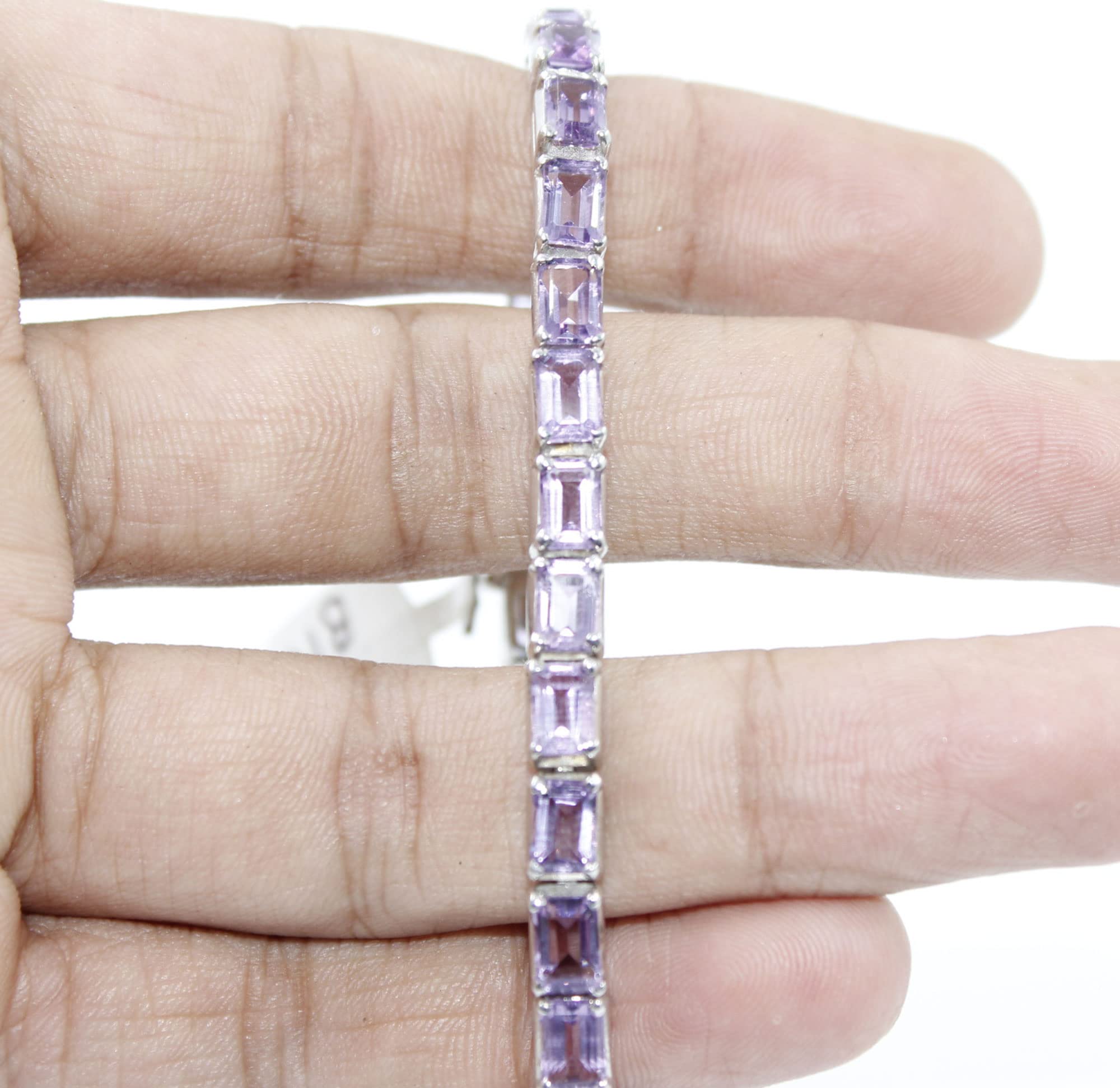 925 Sterling Silver Bracelet for Women & Girls - Elegant Amethyst Charm Bangle (6x4mm, 7 Inches) | Perfect for Gifts, Parties, and Everyday Wear