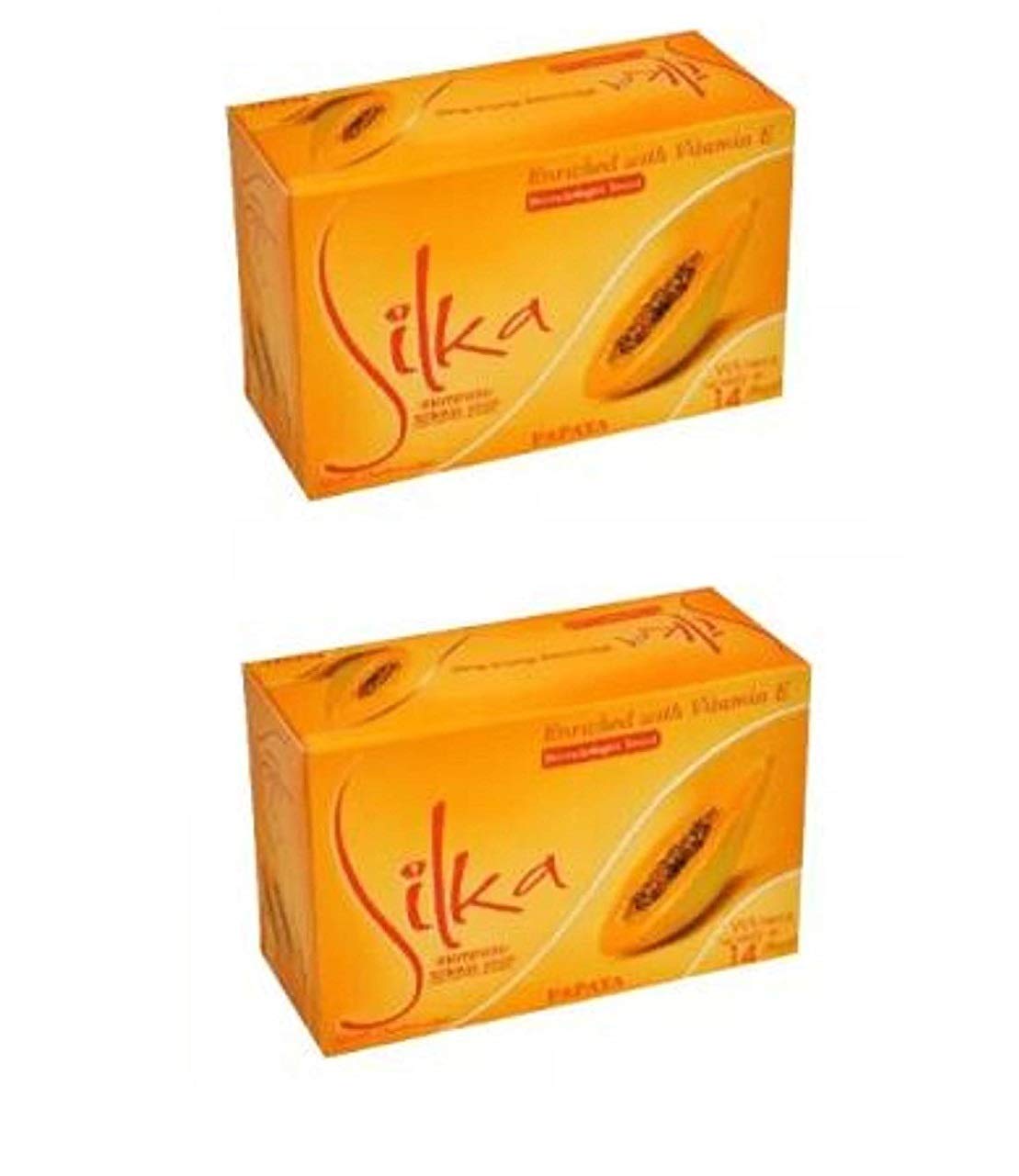 Silka Papaya Whitening Soap 135g (Pack of 2) - Brightens Skin & Reduces Dark Spots - Perfect for Daily Face & Body Cleansing