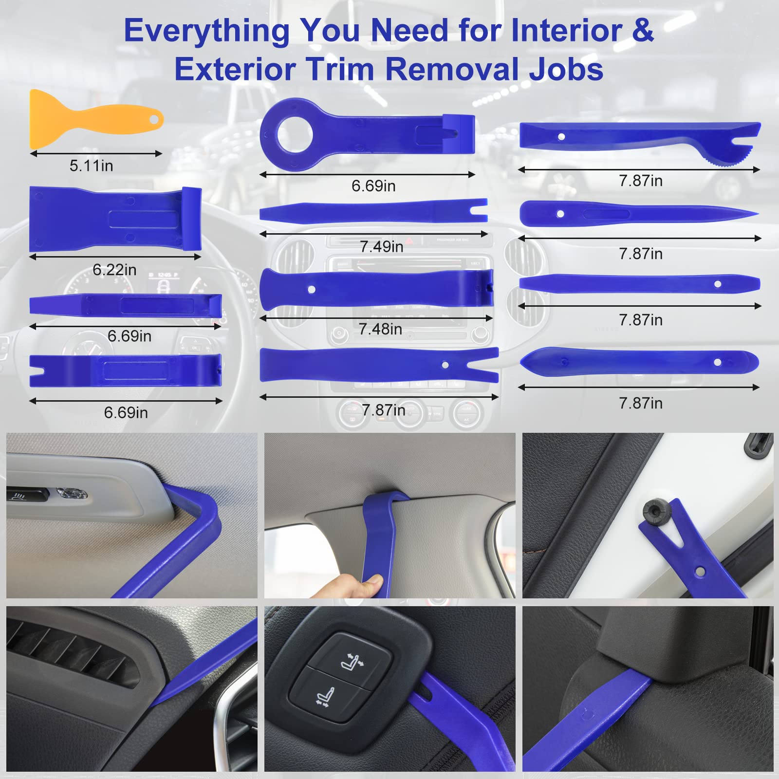 250Pcs Car Trim Removal Tool Kit - Pry Tool Set for Auto Clip Pliers, Panel, Door, Radio, Dash, Window & Bumper | Adhesive Cable Clips Retainer Clip Set | Terminal & Fastener Remover | Perfect for DIY Auto Repair & Interior Detailing