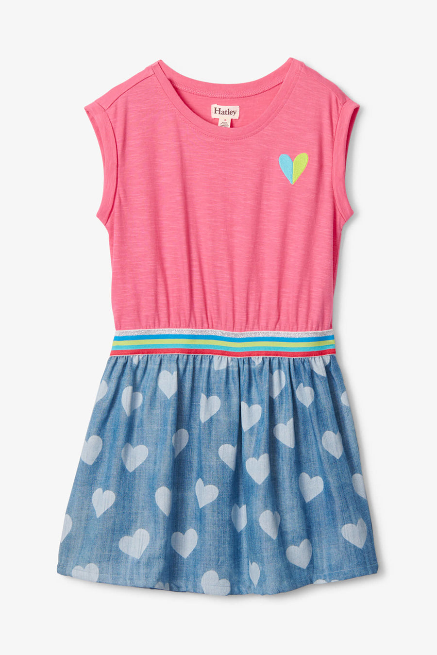 Girls' Dress with Bubblegum Hearts Print - Cute & Comfortable Outfit for Kids | Perfect for Birthday Parties, School, and Playdates