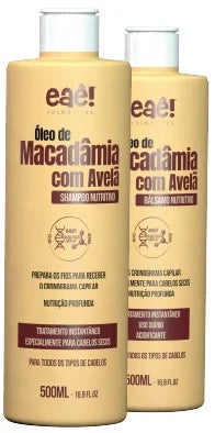 Eaê Cosmetics Macadamia Oil & Hazelnut Hair Care Kit - 2x 500ml (2x 16.9 fl oz) - Deep Conditioning Treatment for Dry, Damaged Hair - Perfect for Salon-Quality Hair Nourishment at Home