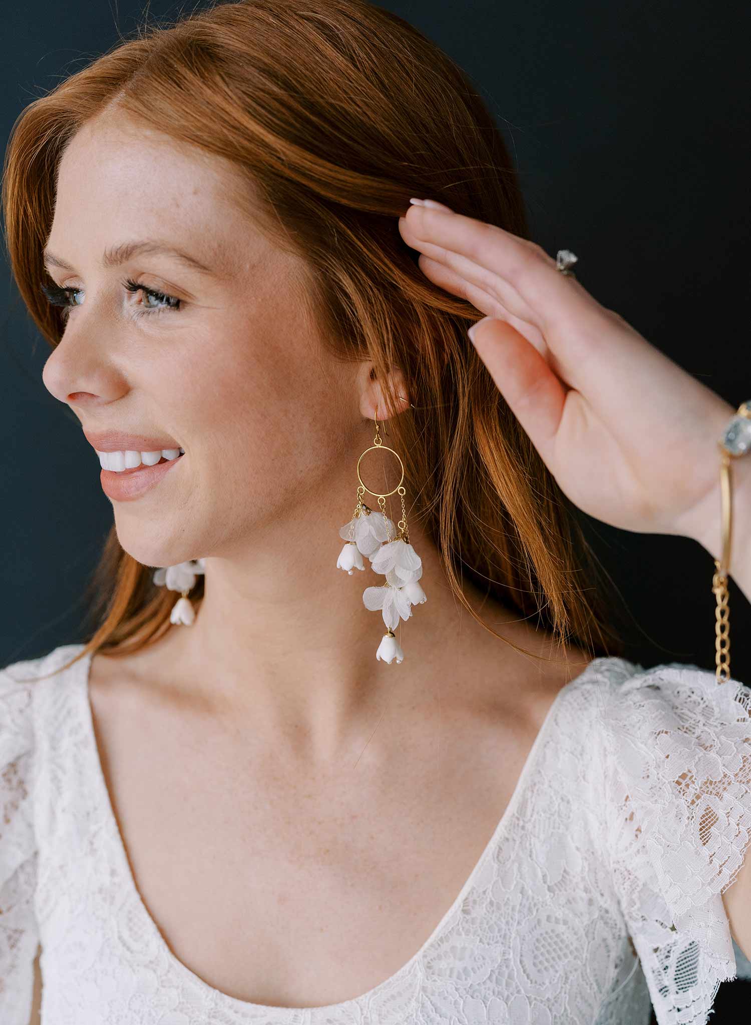 Blossom and Silk Circular Earrings - Style #2309 | Elegant Floral Dangle Earrings for Women | Perfect for Weddings, Parties & Everyday Wear