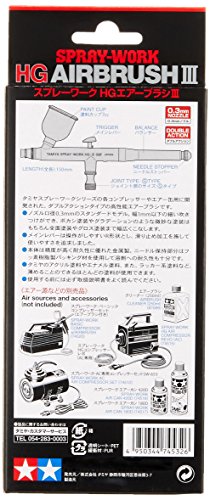 Tamiya HG Airbrush III Spray Work Kit - Professional Airbrush for Model Painting, Miniatures, and DIY Crafts - Perfect for Hobbyists and Artists