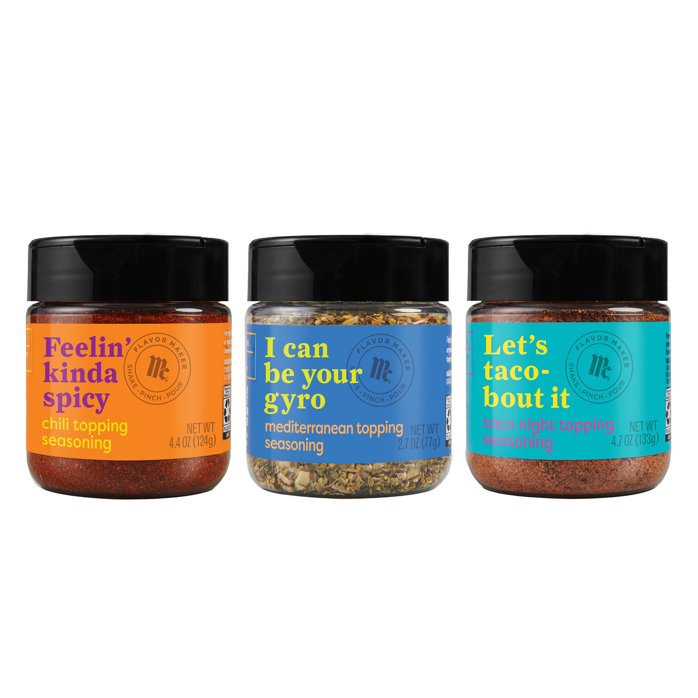 McCormick Topping Seasoning Variety Pack - Chili, Mediterranean & Taco Flavors (11.8 oz) | Perfect for Tacos, Salads & Grilled Meals | Flavor Enhancer for Home Cooking & Meal Prep