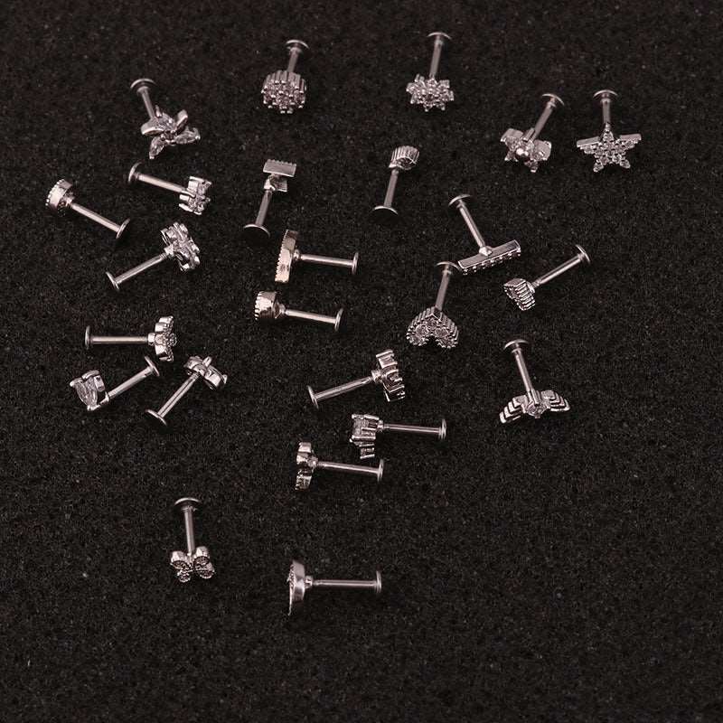 16G Labret Back Earrings - Surgical Steel Push Pin Earrings with Flat Back Stud | HSPJ217 | Perfect for Lip, Nose, Cartilage Piercings & Everyday Wear