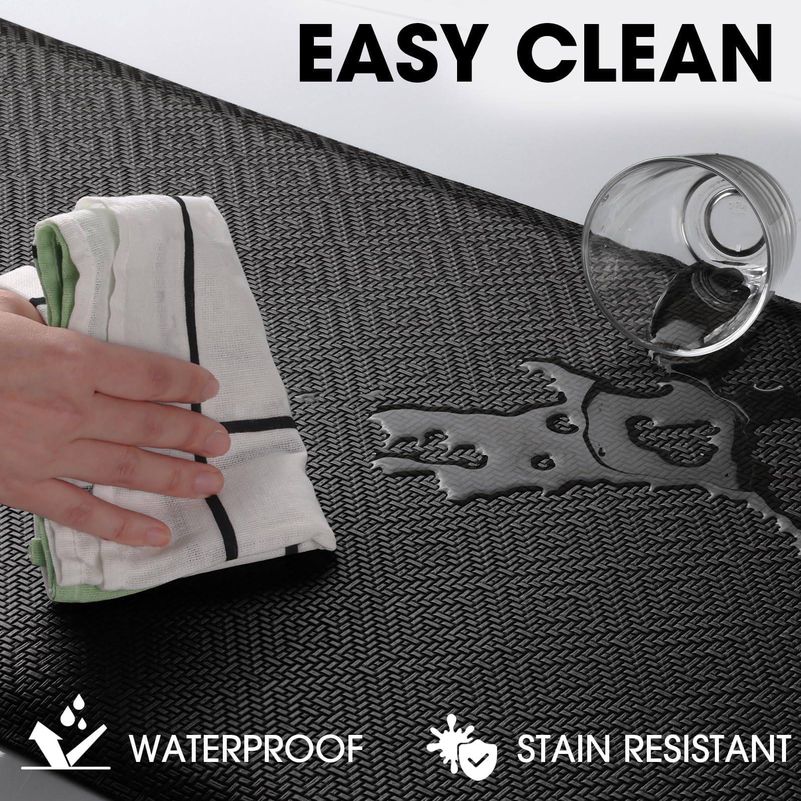 Mattitude Anti-Fatigue Kitchen Mat - Cushioned Non-Slip Waterproof Floor Rug for Standing Comfort - Perfect for Sink, Office, Laundry & Home Use (Black, 17.3x28 Inches)