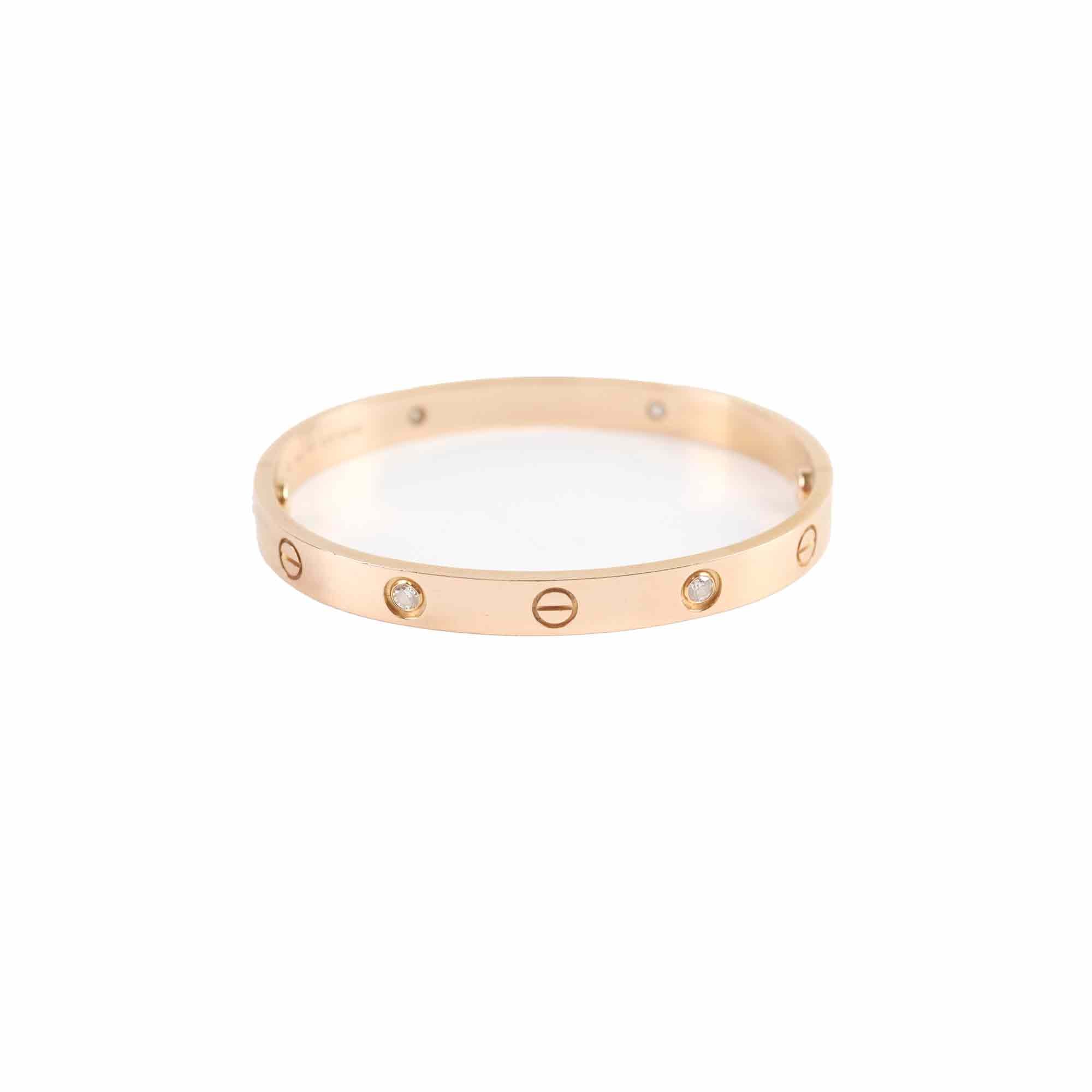 Cartier 4 Diamond Love Bracelet 18K Gold Size 17 - Luxury Jewelry Gift for Women, Anniversary & Valentine's Day