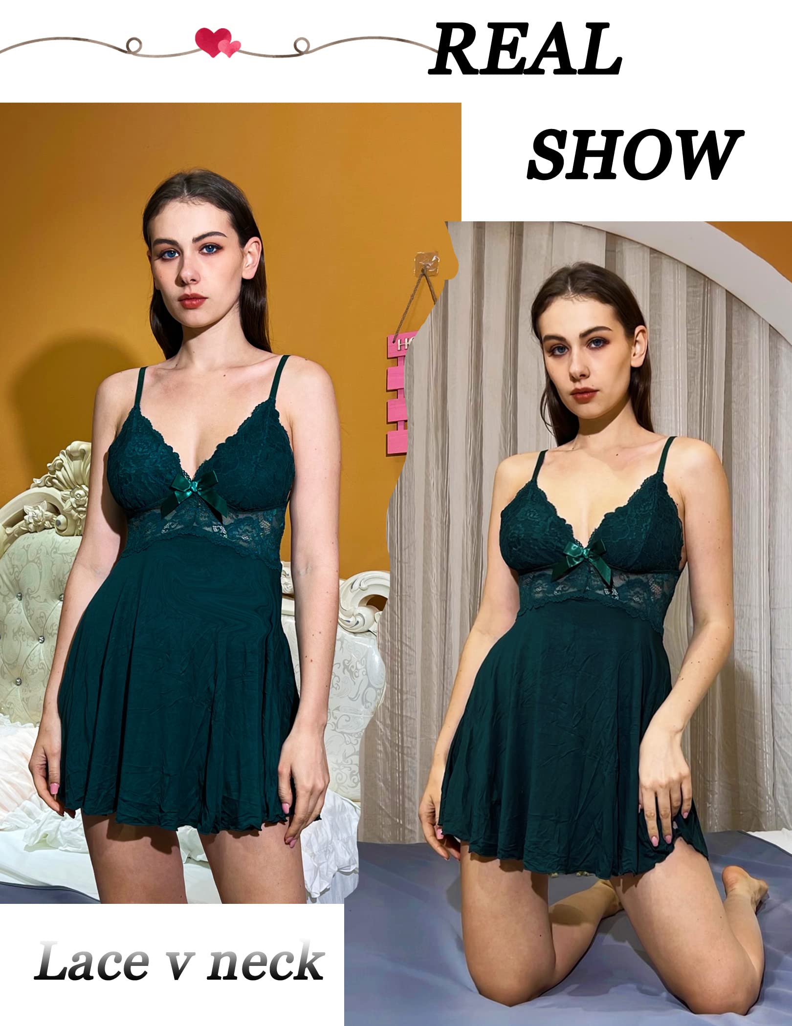 Avidlove Women's Sexy Lace Chemise Nightgown - Sheer Babydoll Slip Dress for Sleepwear & Intimate Moments | Perfect for Valentine's Day, Honeymoon & Romantic Evenings