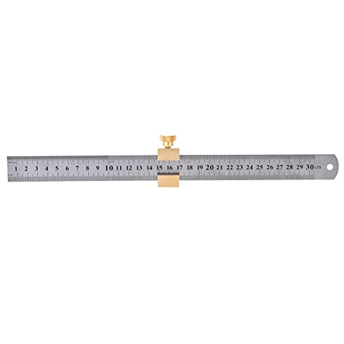 30cm Stainless Steel Ruler with Slide Block - Rustproof Precision Measuring Tool for CNC Machines, Woodworking, Metalworking & DIY Projects | Perfect for Engineers, Makers & Crafters