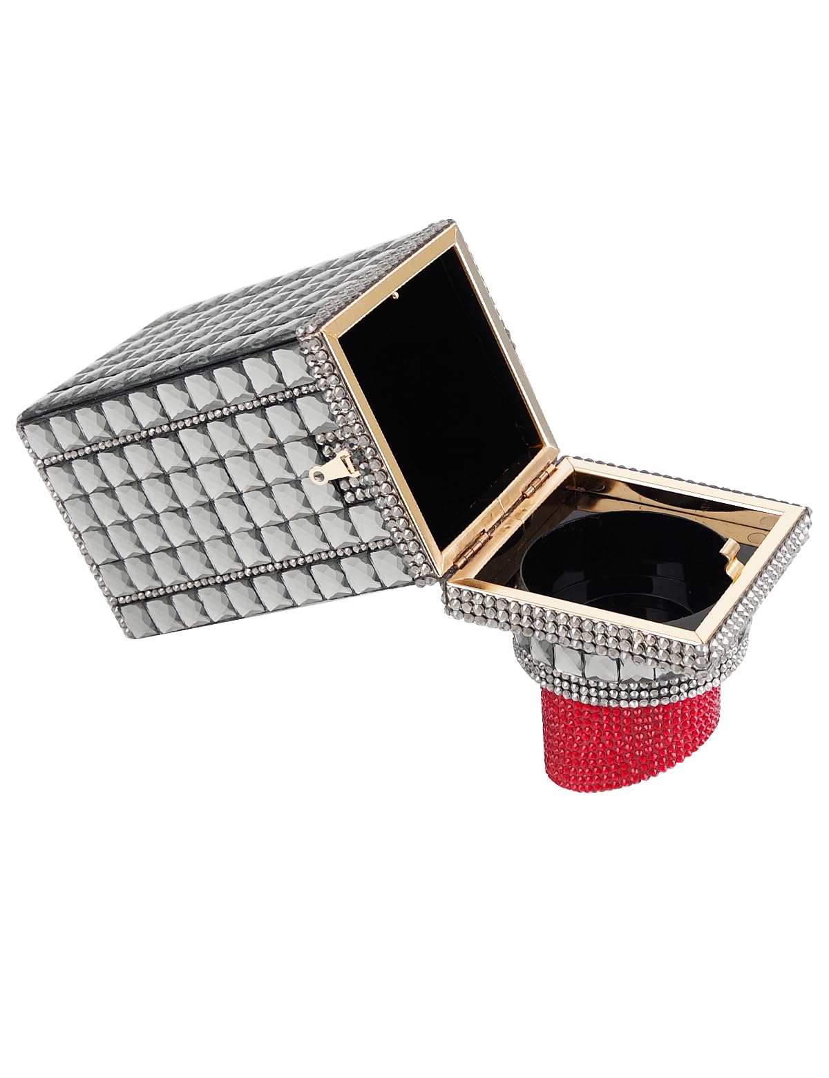 Sparkly Rhinestone Crystal Glitter Evening Clutch Bag for Women - Elegant Lipstick Shape Design, Perfect for Banquets, Parties & Special Occasions