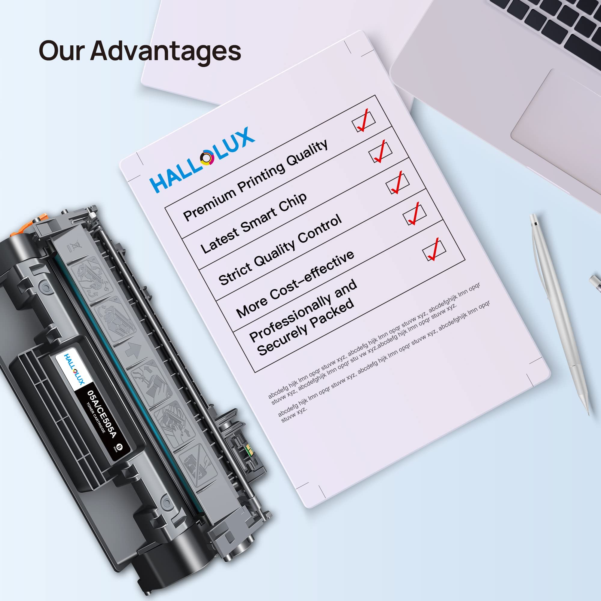 HALLOLUX 05A Toner Cartridge - Compatible with HP 05A CE505A - Works for HP P2035 P2035N P2055DN P2055D P2030 P2050 P2055X Printers - High Yield Black Toner (2-Pack) - Perfect for Office & Home Printing Needs