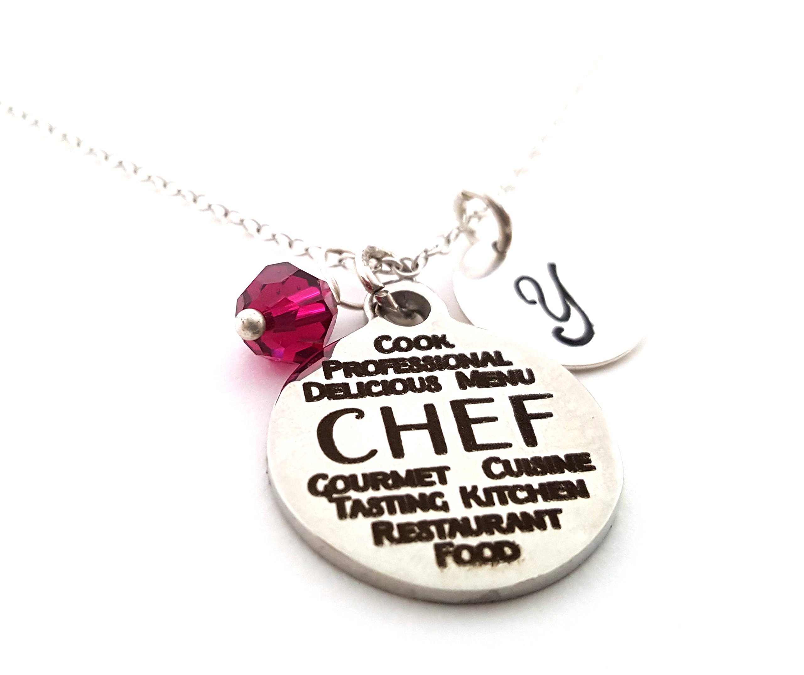 Chef Cooking Charm Necklace - Personalized Sterling Silver Jewelry Gift for Chefs & Food Lovers - Perfect for Birthday, Anniversary & Culinary Events