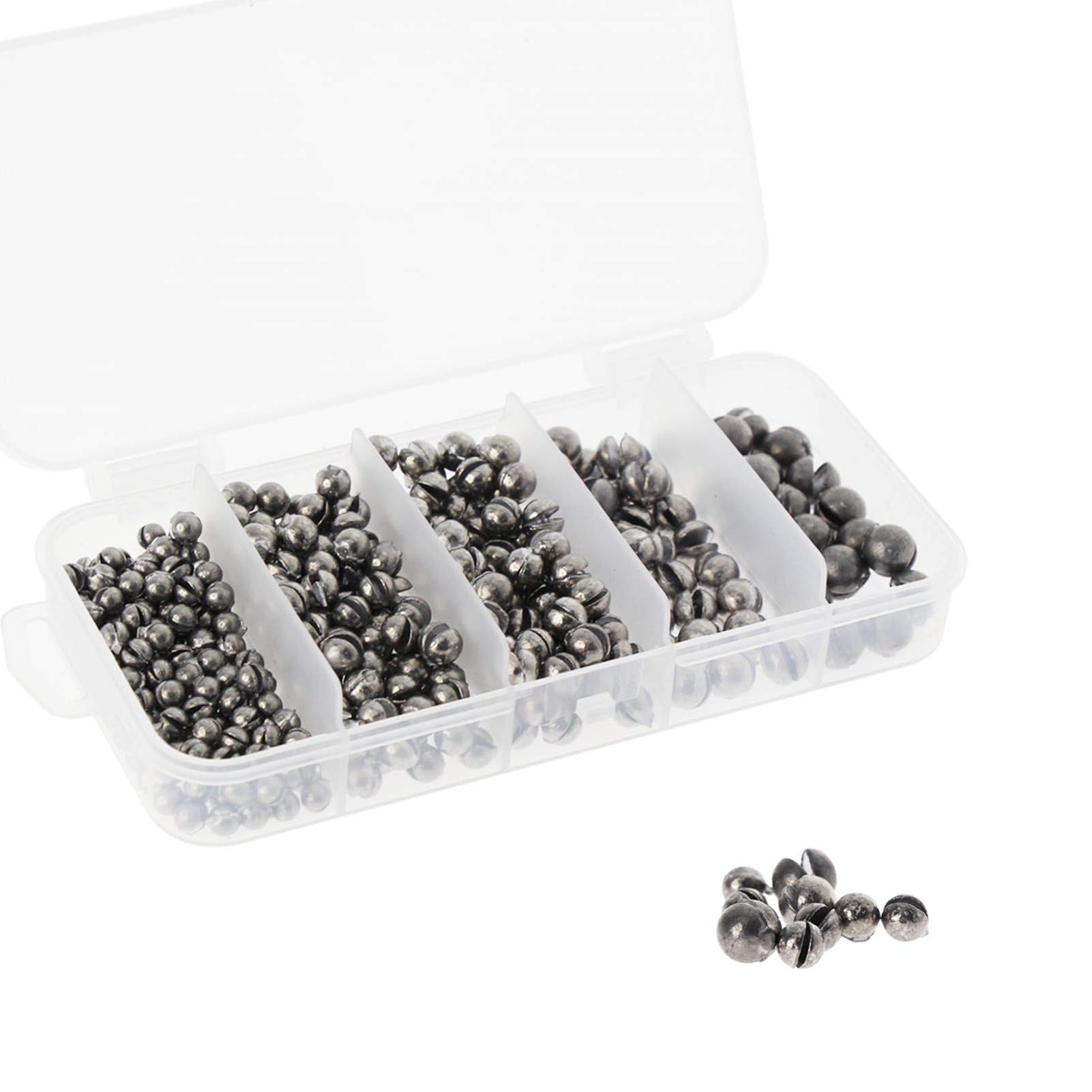 400pcs Removable Split Shot Fishing Sinkers Kit - 5 Sizes (0.014-0.088 oz) for Croch, Bass & Freshwater Fishing | Lead-Free Weights for Perfect Casting & Bait Control