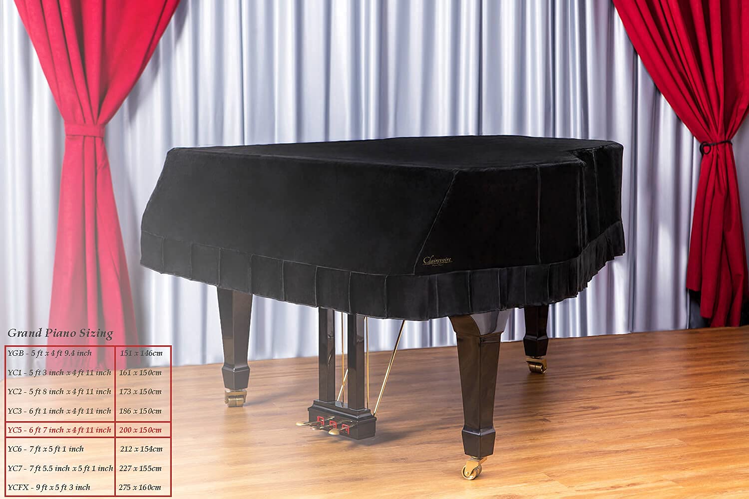 Yamaha Grand Piano Cover - Waterproof & Dustproof Velvet Keyboard Cover for 6’7” Yamaha C5 Piano (Charcoal Black) - Perfect for Home, Studio & Stage Protection