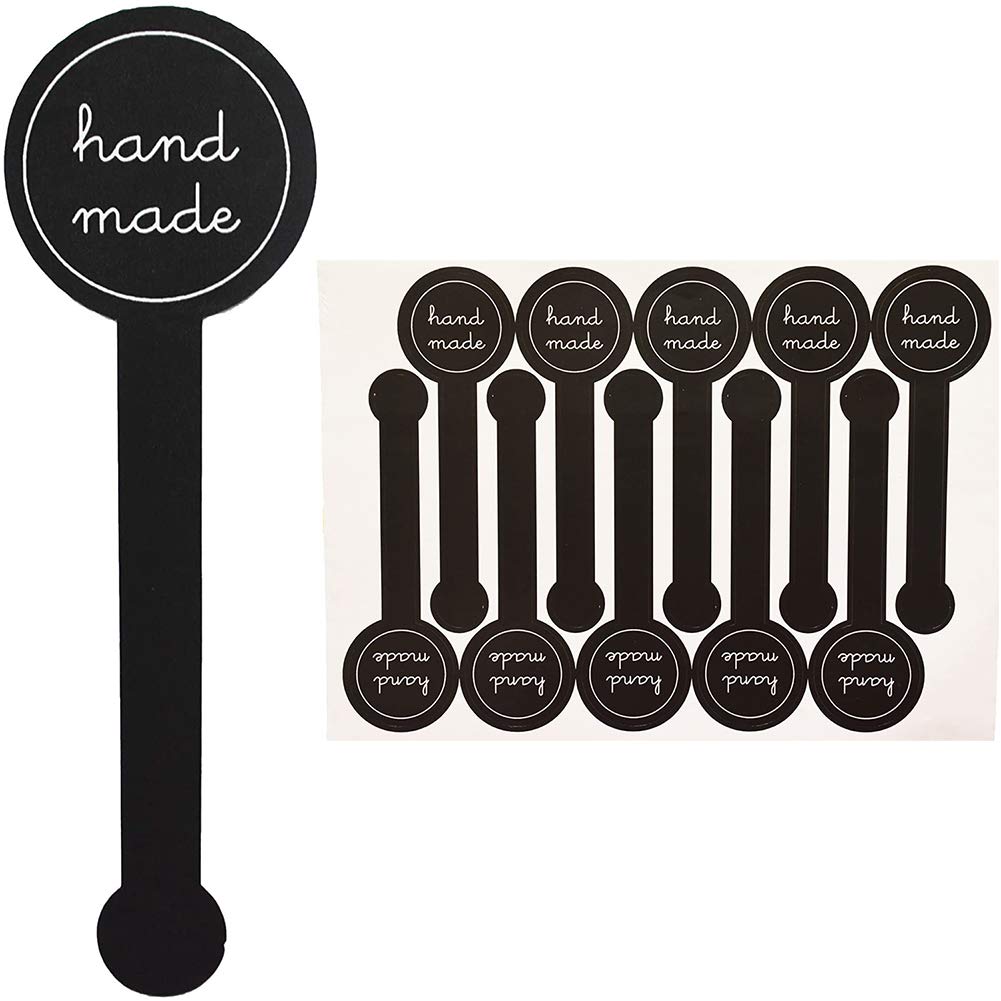 200 Pcs Handmade Self-Adhesive Black Long Label Stickers - Perfect for Lollipop Sealing, Candy Wrapping, Cookie Packaging, Bakery Treats, Cake Decorating, Chocolate Gifts & Sweet Surprises - Ideal for Parties, Weddings, Birthdays & DIY Crafts