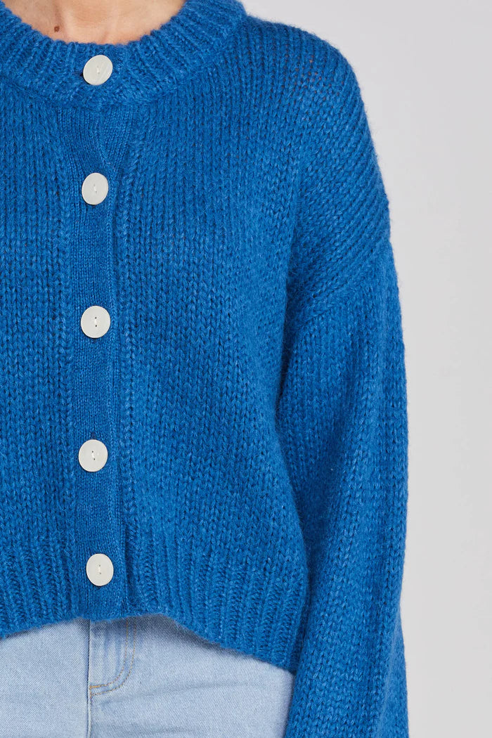 Cleo Cobalt Blue Wool Cardigan for Women - Soft Winter Knit Sweater | Perfect for Office, Date Night & Cozy Evenings
