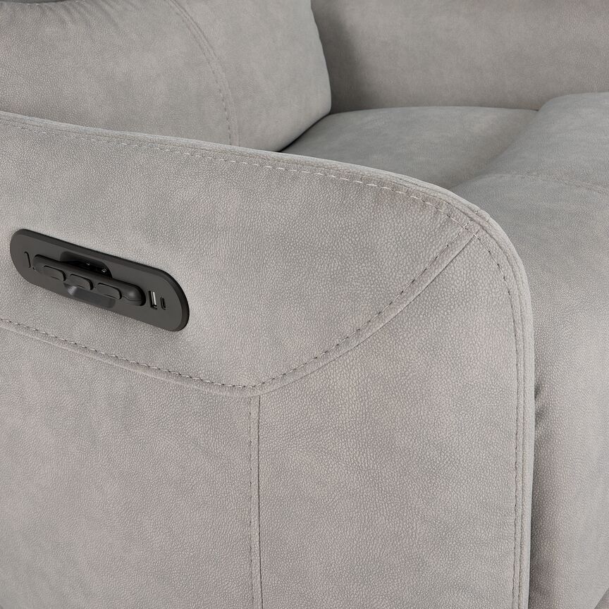 Chase Power Rocker Recliner Chair - Grey Upholstered Electric Lift Recliner with Remote Control for Living Room, Home Theater & Relaxation