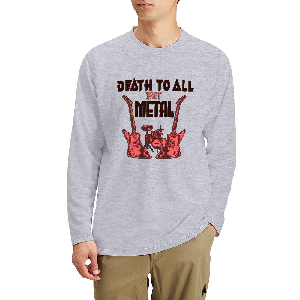 Death To All But Metal Crewneck Long Sleeve T-Shirt | Heavy Metal Band Graphic Tee | Vintage Rock Music Shirt for Concerts & Casual Wear