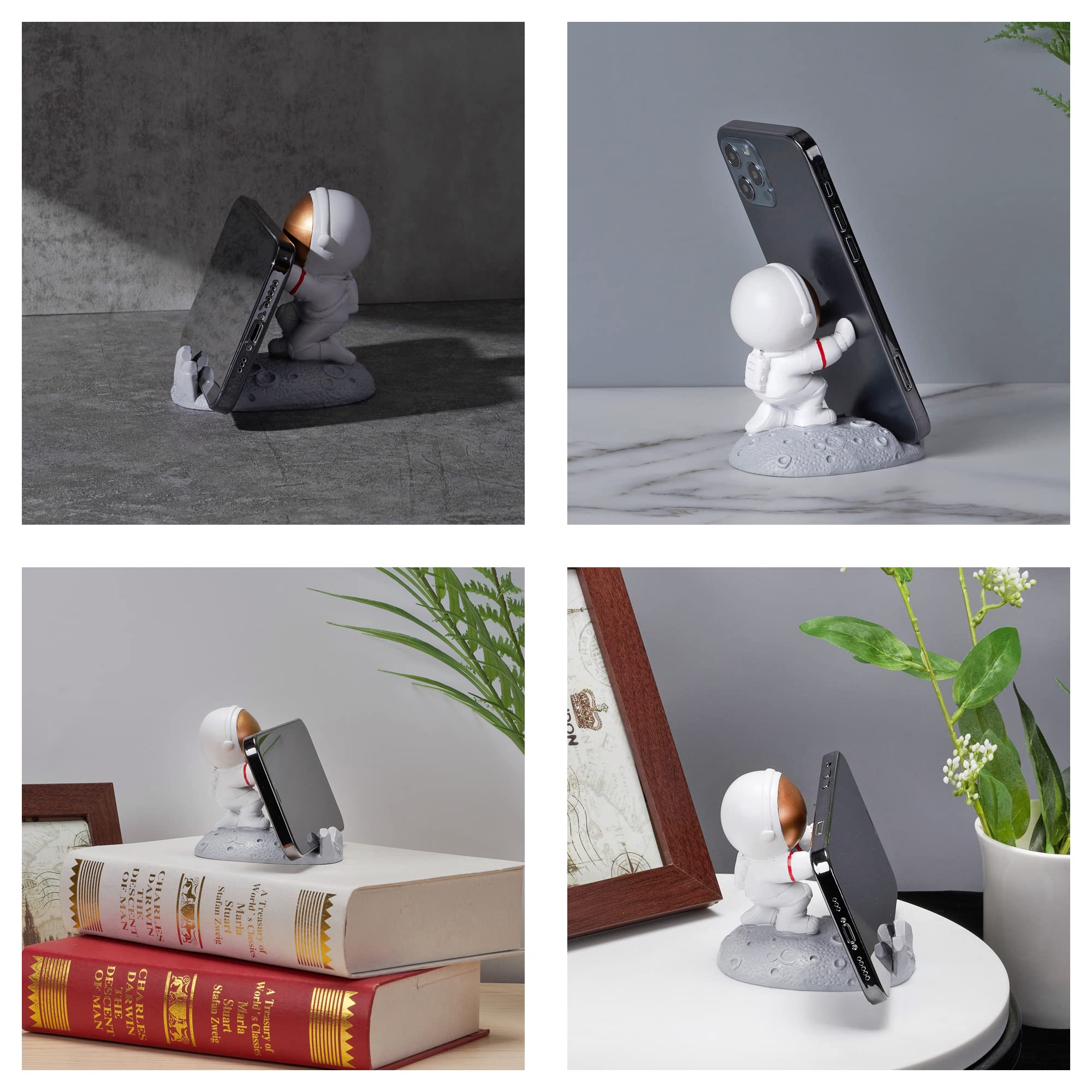 Creative Astronaut Cell Phone Stand - Spaceman Phone Holder for Desk, Pushing Hands Design | Perfect for Office Decor, Gift Ideas & Space-Themed Room Accessories