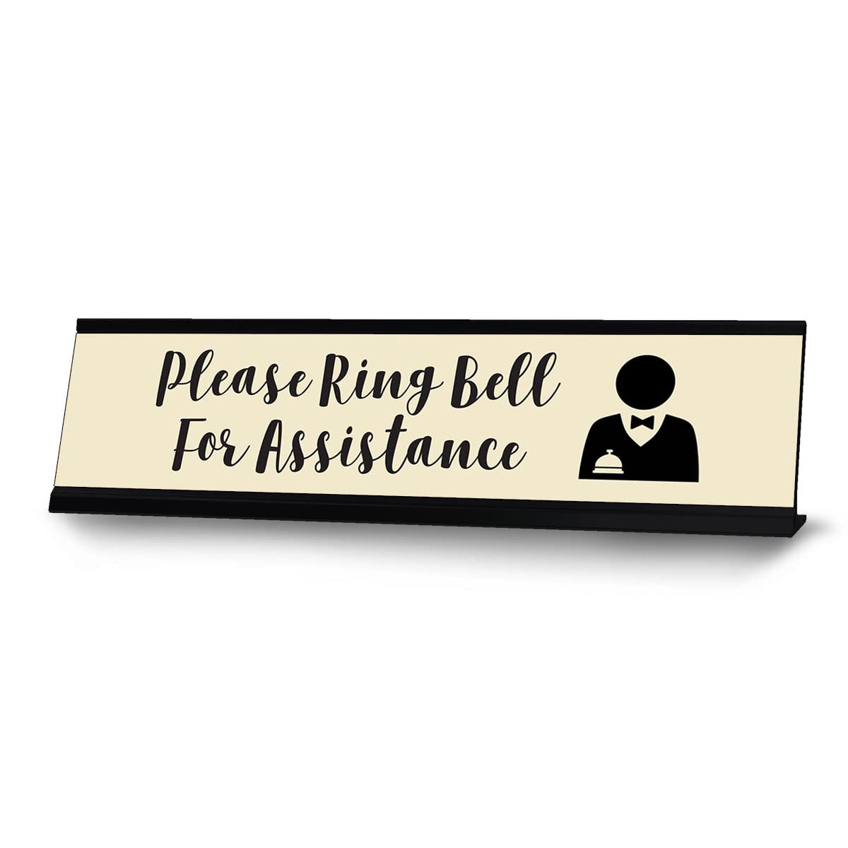 Standard Desk Sign - Please Ring Bell for Assistance (2 x 8 Inches) - Perfect for Offices, Reception Areas, and Customer Service Counters