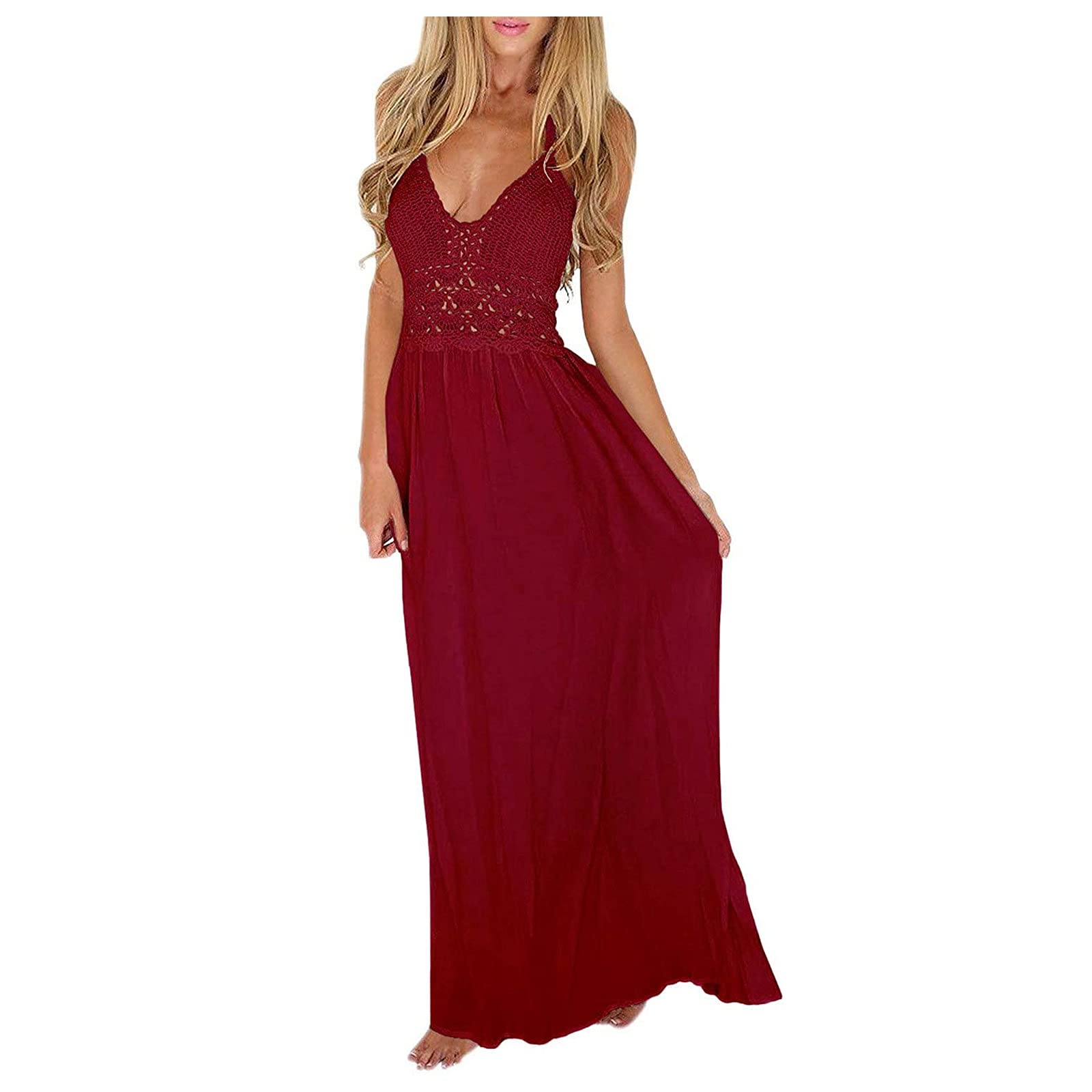 Sexy Backless Maxi Dress for Women - Beach & Summer Boho Style