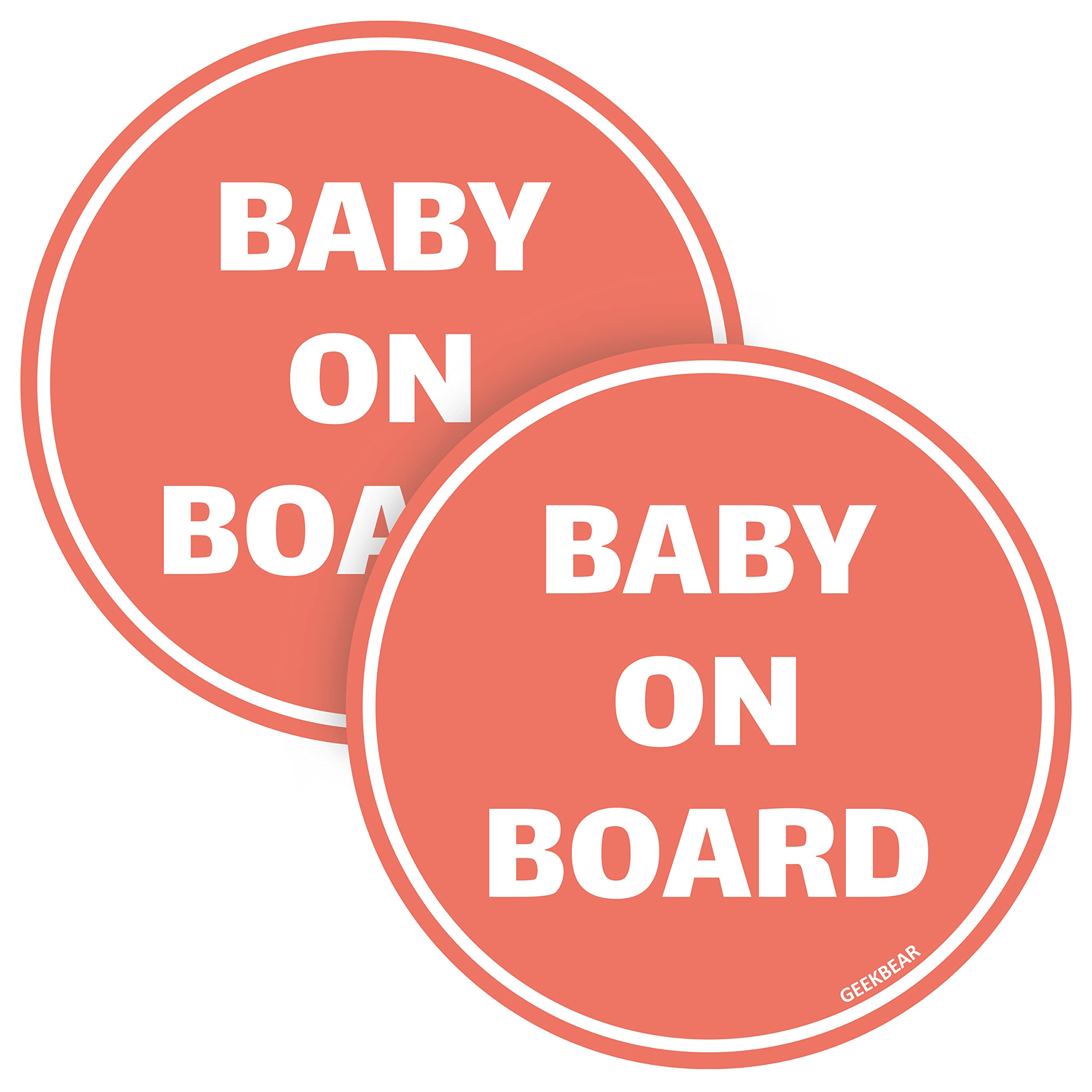 GEEKBEAR Baby on Board Car Stickers (Apricot, 2-Pack) - Funny & Cute Window Decals for Baby Safety - Perfect for Family Cars, SUVs & Minivans - Waterproof Vinyl Bumper Stickers for Parents