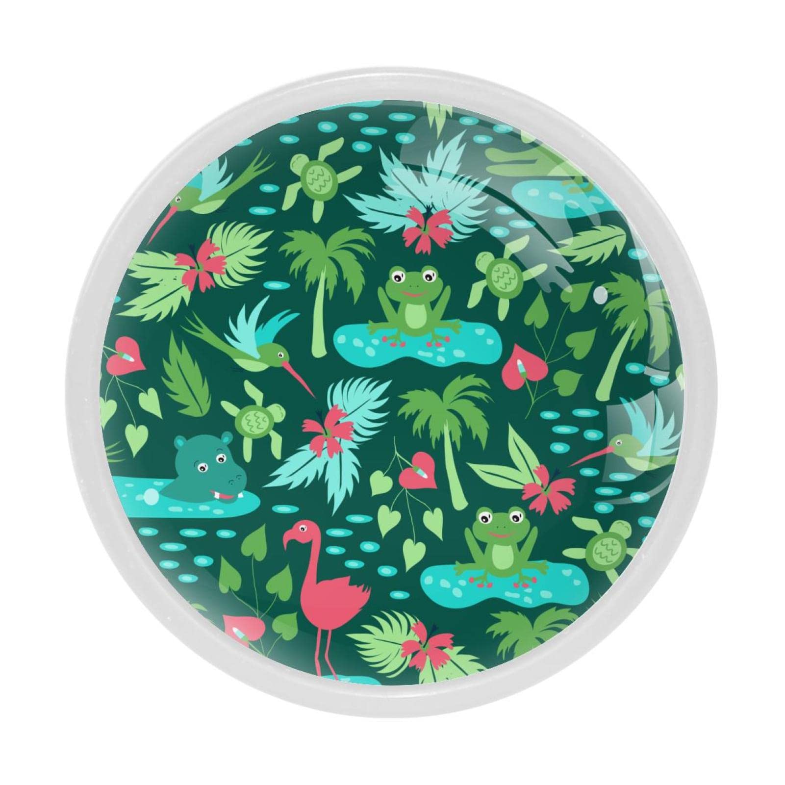 GIAPB 4Pcs Cabinet Handles - Tropical Animal Plant Themed Drawer Knobs & Pulls for Kitchen, Bathroom & Furniture (Cartoon Design) - Perfect for Home Decor, DIY Cabinets & Kids Room Organization