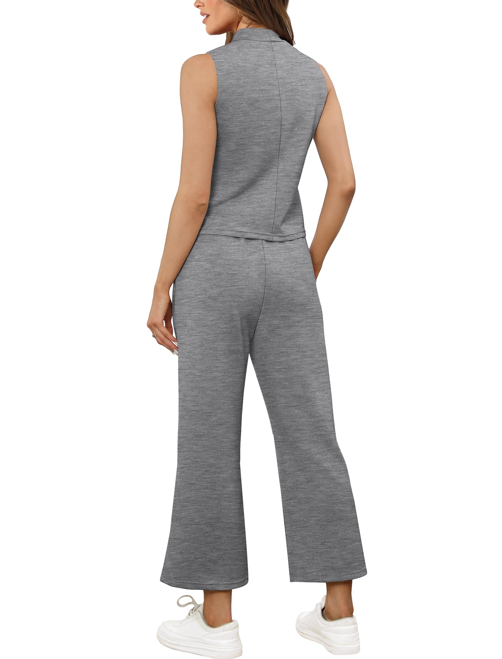 Women's Summer Two Piece Outfits - SAMPEEL Lounge Sets with Mock Neck Tops & Wide Leg Crop Pants | Casual Wear, Vacation Travel Clothes, Beach Outfits, Street Style Fashion