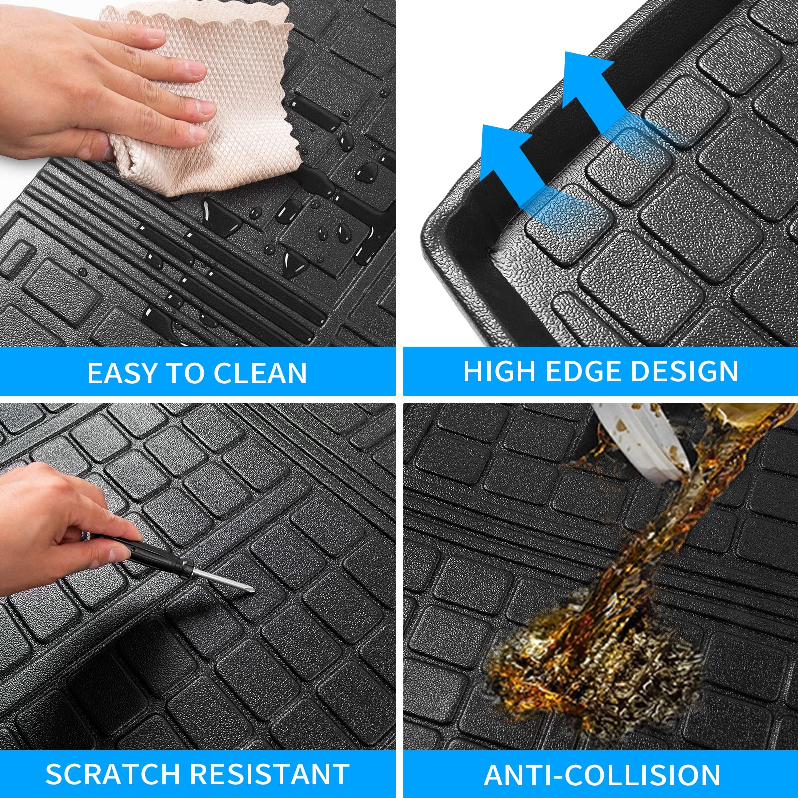 All-Weather TPE Cargo Liner & Floor Mats for 2019-2025 Toyota RAV4 - Trunk Mat, Back Seat Cover Protector & Custom Fit Floor Mats - Perfect for Road Trips, Camping & Daily Commute