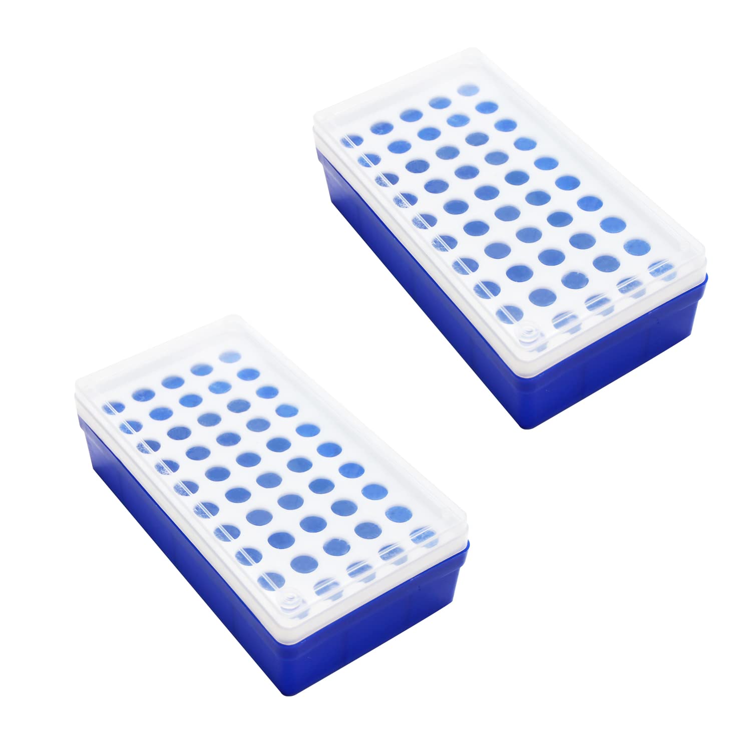Othmro 2Pcs Acrylic Test Tube Rack Holder - 50-Well Centrifuge Tube Stand, Plastic Lab Organizer for Science Experiments, Classroom & Party Decorations (Blue) - Perfect for Laboratories, Schools & DIY Craft Projects