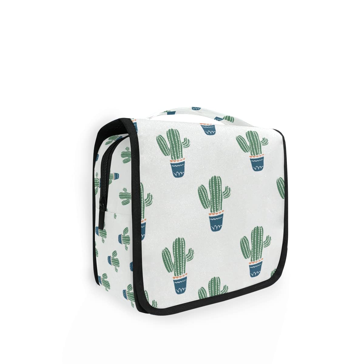 AUUXVA Tropical Cactus Pattern Hanging Toiletry Bag - Waterproof Travel Makeup Organizer for Women & Men - Portable Cosmetic Bag for Bathroom, Shower, Camping & Gym Essentials
