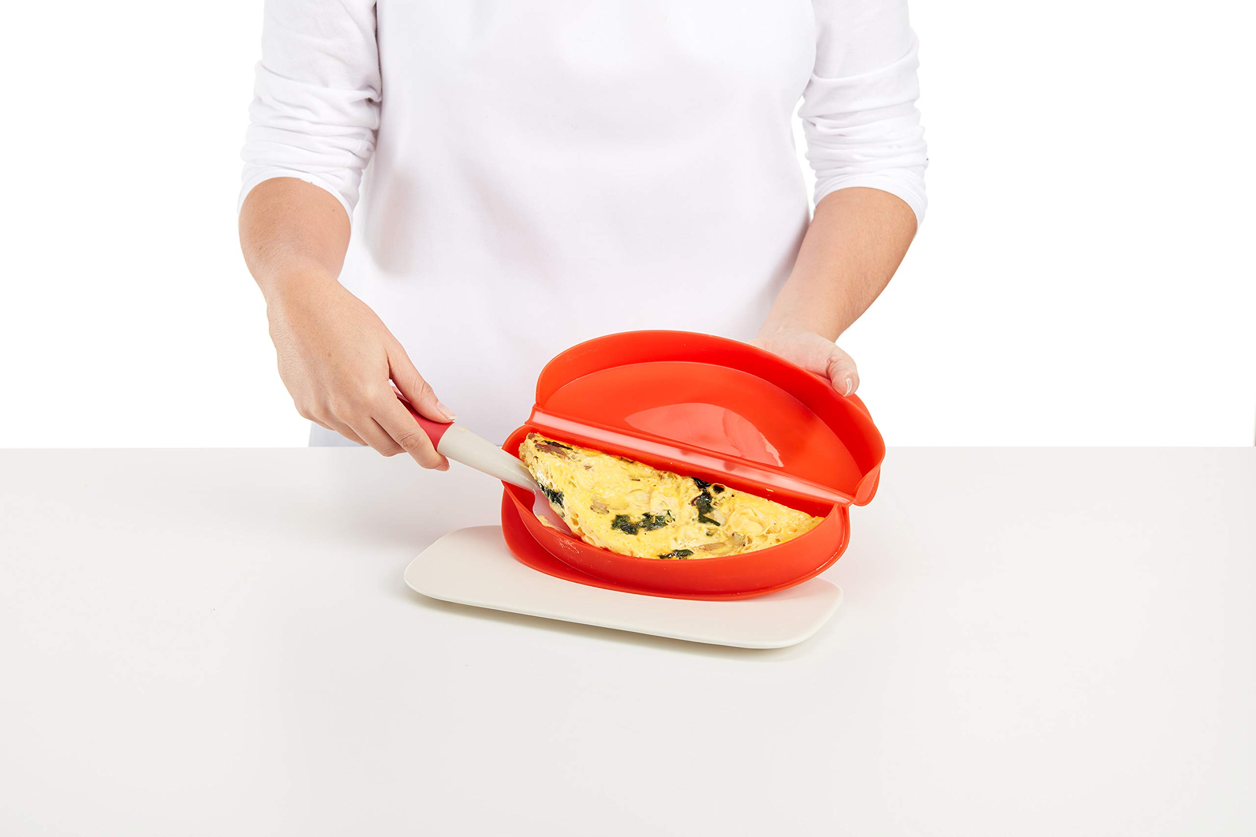 Lekue Red Small Omelette Maker - Quick & Easy Egg Cooker for Healthy Breakfast - Perfect for Home, Kitchen, and Camping Use