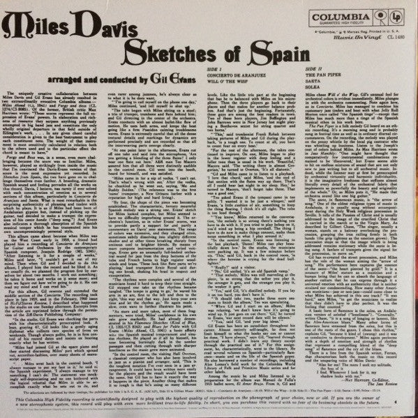 Miles Davis - Sketches of Spain LP Vinyl Record Album (Mono, Reissue, Remastered, 180g) - Mint Condition - Perfect for Jazz Collectors & Vinyl Enthusiasts