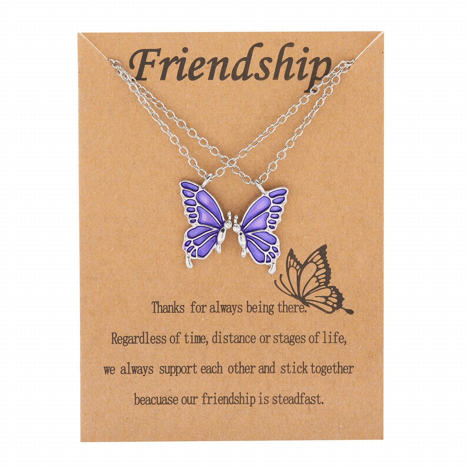 Best Friendship Necklaces for Women & Girls - Matching Long Distance Gifts, Diamond Heart Pendant Jewelry (Purple, One Size) - Perfect for Birthdays, Anniversaries & Best Friend Gifts