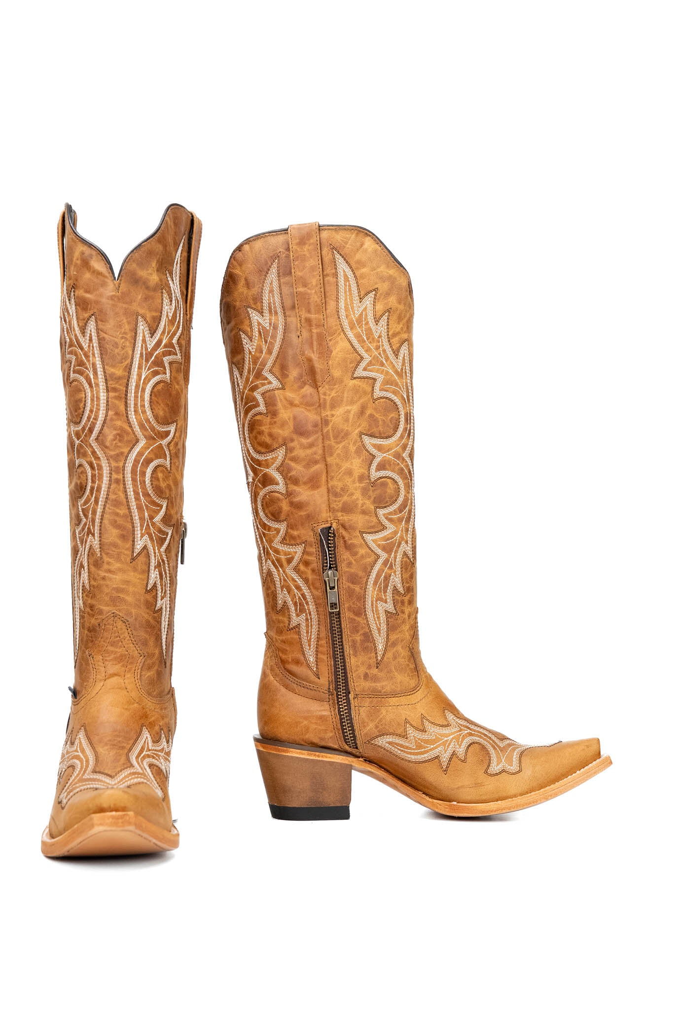 Odette Tall Snip Toe Cowgirl Boots for Women - Western Riding Boots with Pointed Toe & Stacked Heel | Perfect for Country Dancing, Rodeo Events & Fashion Outfits