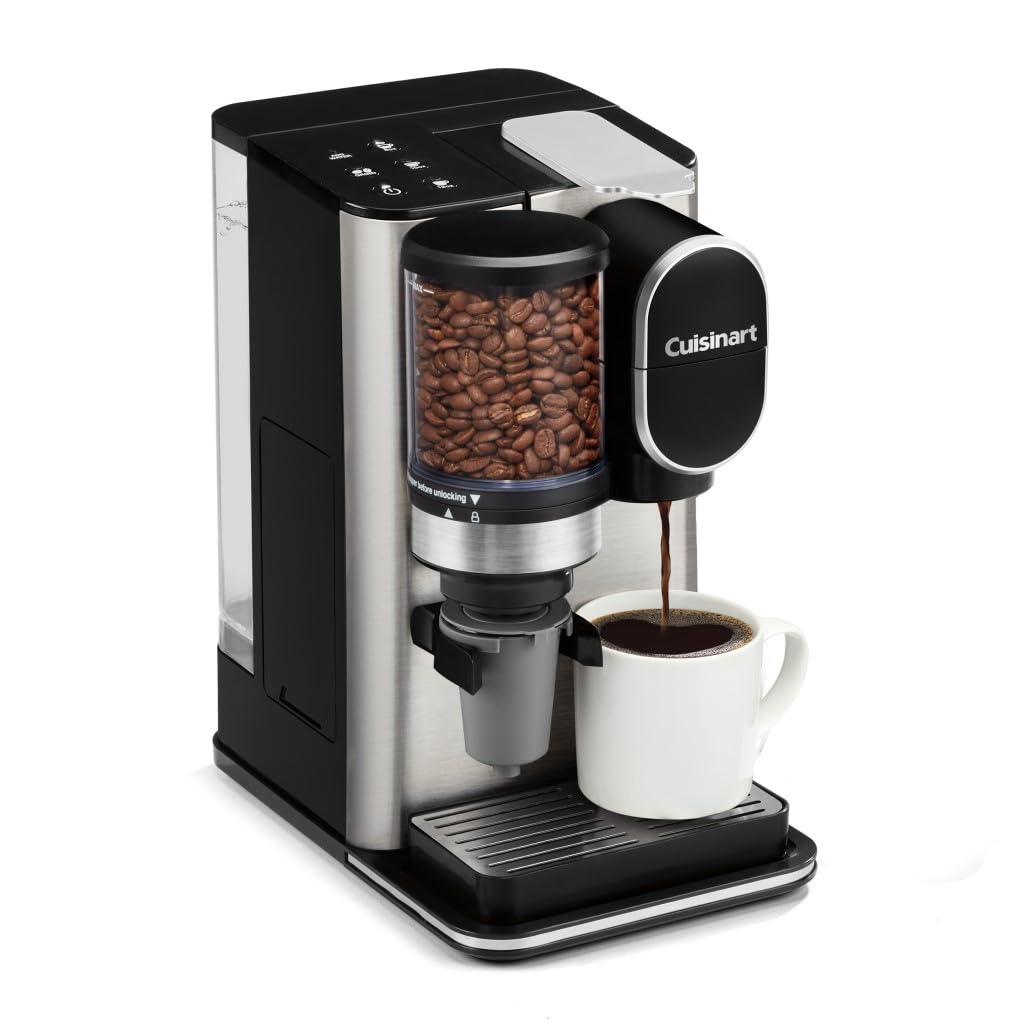 Cuisinart DGB-2SS Single Serve Coffee Maker with Built-in Coffee Grinder, 48oz Removable Water Reservoir, 120V Stainless Steel - Perfect for Home, Office & Small Kitchens