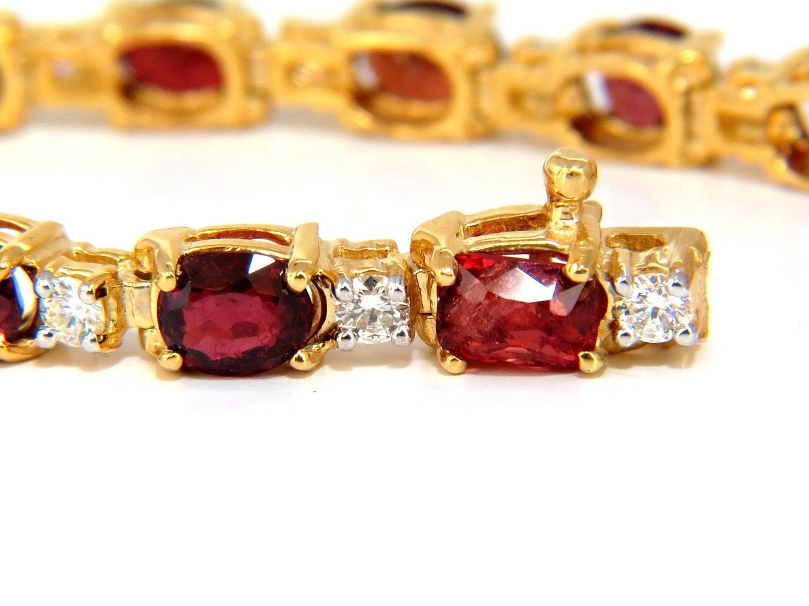 14.81ct Natural Unheated Red Spinel & Diamond Tennis Bracelet in 14K Gold - Elegant Jewelry for Weddings, Parties & Special Occasions