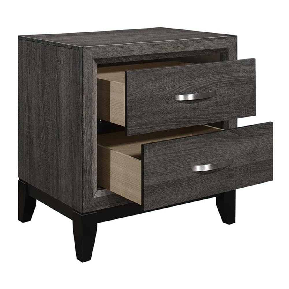 Modern Gray Wood Nightstand with 2 Dovetail Drawers - Stylish Bedroom Furniture for Small Spaces & Guest Rooms | Pemberly Row