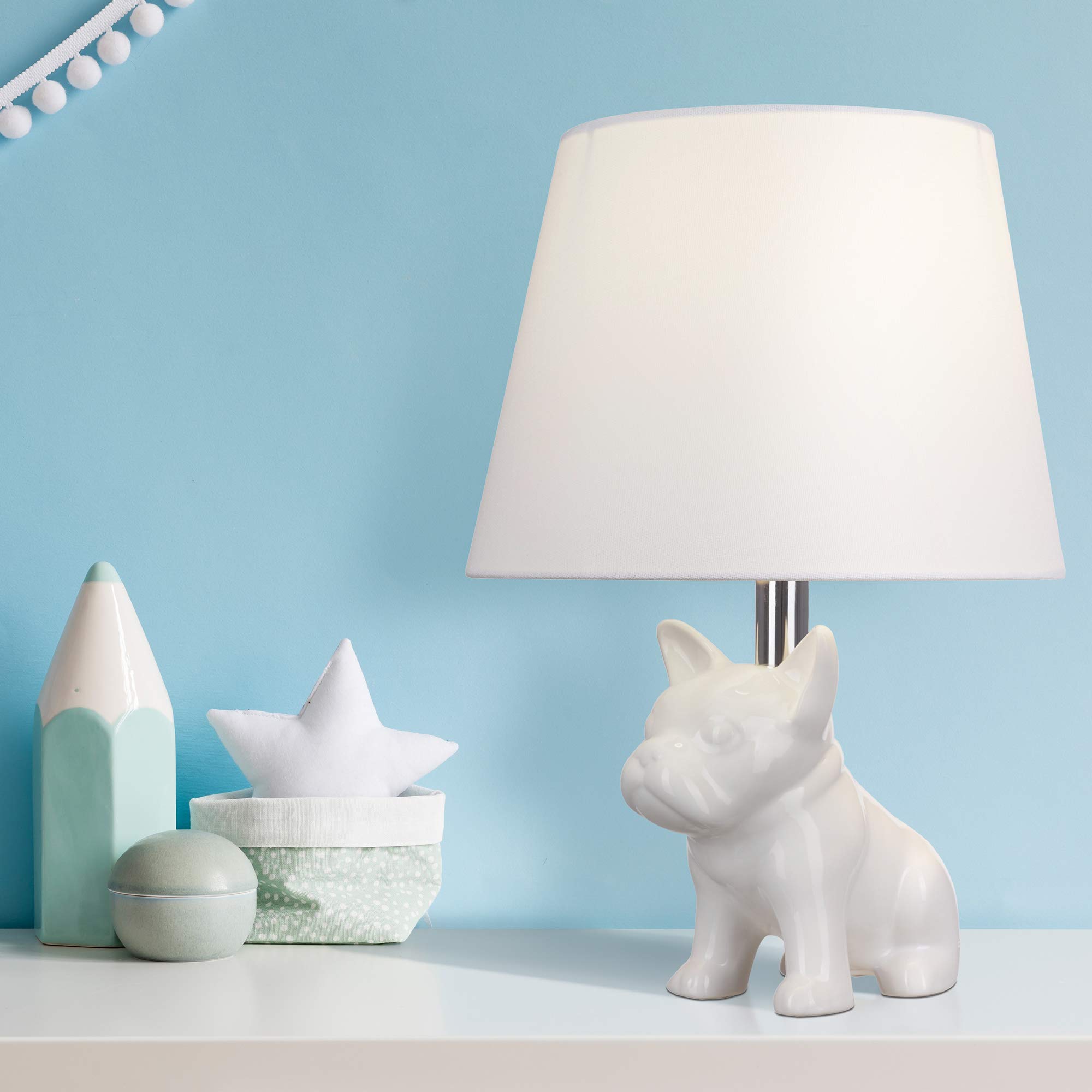 Whimsical Ceramic French Bulldog Desk Lamp - 15.5