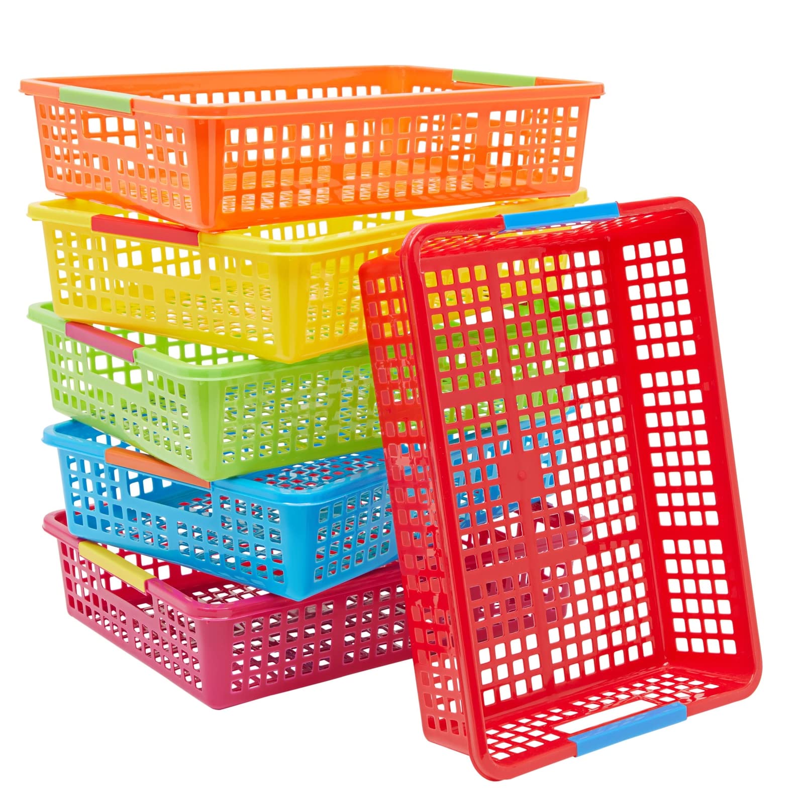 Bright Creations 6 Pack Plastic Classroom Paper Trays - Colorful Storage Bins & Organizers for School Supplies, Books, Folders (10 x 13.5 Inch) - Perfect for Teachers, Students & Office Organization