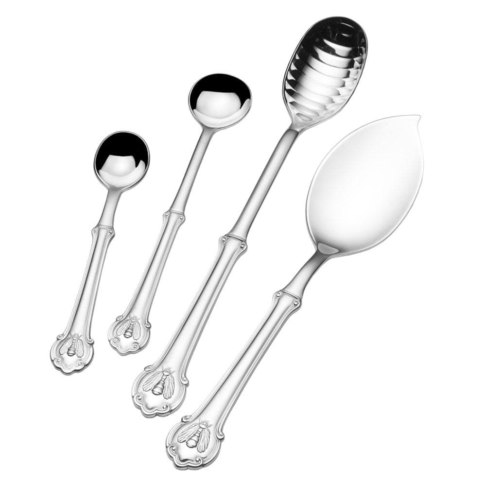 Premium Napoleon Bee 4-Piece Stainless Steel Spoon Set for Dining, Tea, Coffee & Dessert - Elegant Tableware for Home & Restaurant Use