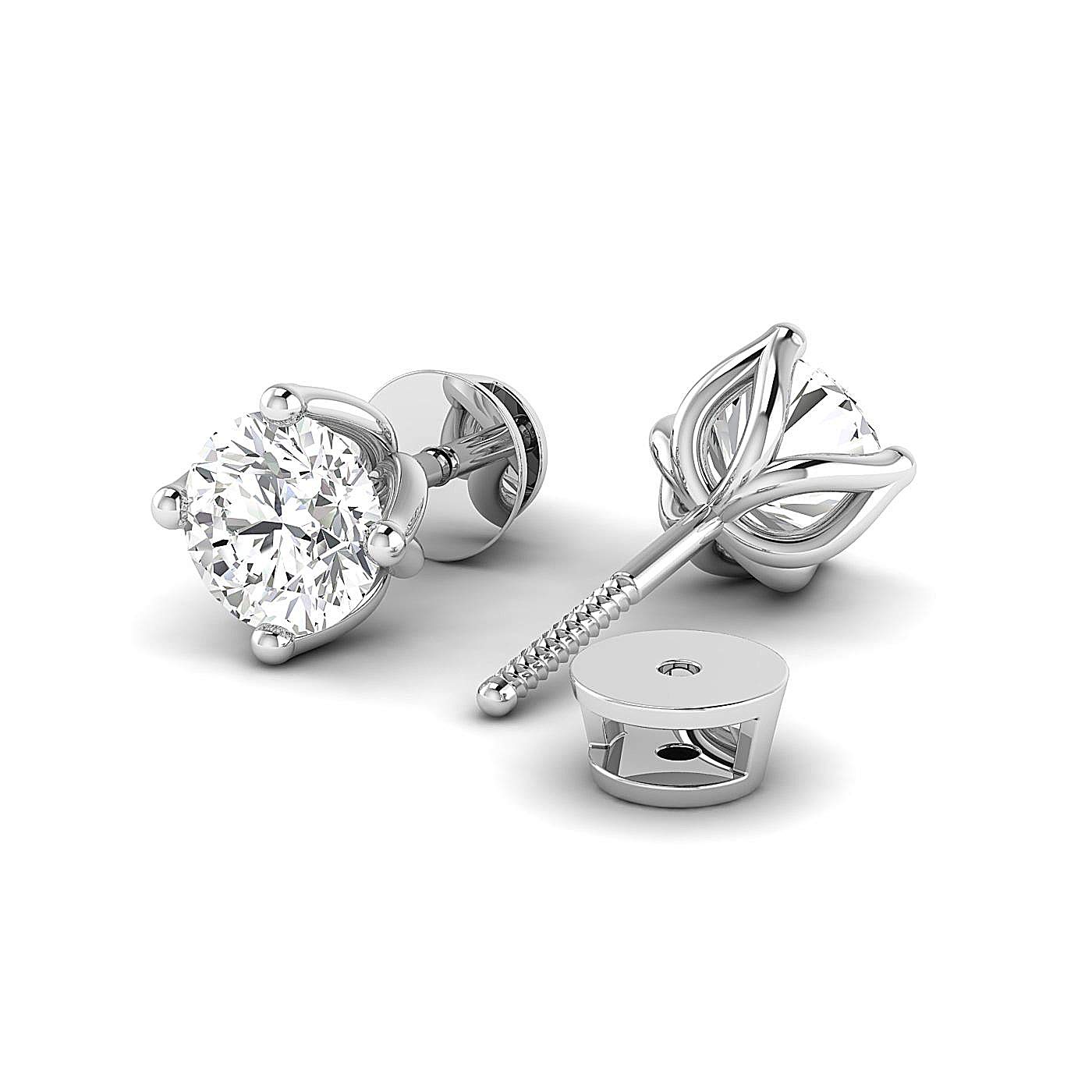 0.3 to 4 Carat Moissanite Stud Earrings (Round Brilliant) in Sterling Silver & Gold (FG/VVS) - Elegant Women's Jewelry for Everyday Wear, Anniversary Gifts, Birthday Presents for Teen Girls & Women