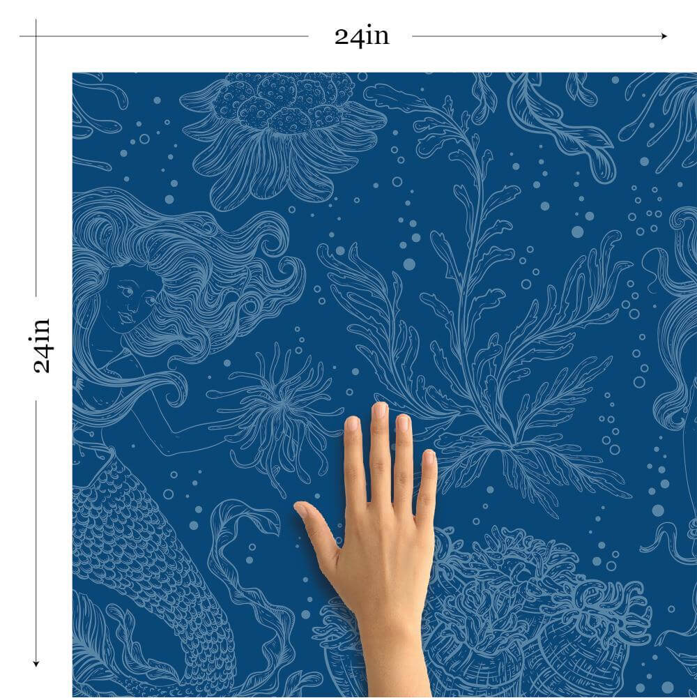 Blue Nautical Peel and Stick Removable Wallpaper - Self-Adhesive Decorative Wall Covering for Bedroom, Bathroom, Nursery & Home Decor - Easy to Install & Remove